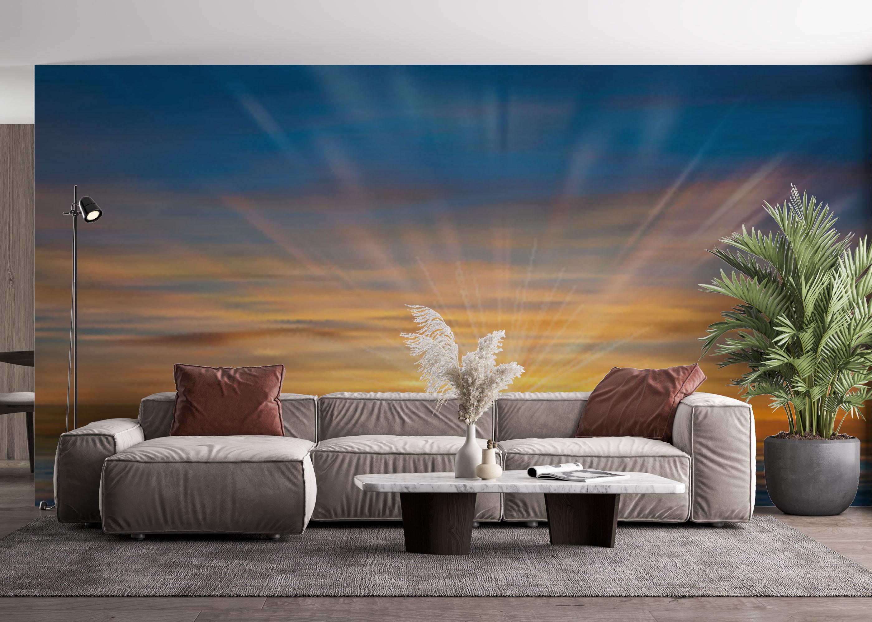 Fototapet Blue Sunset Ocean mockup 4