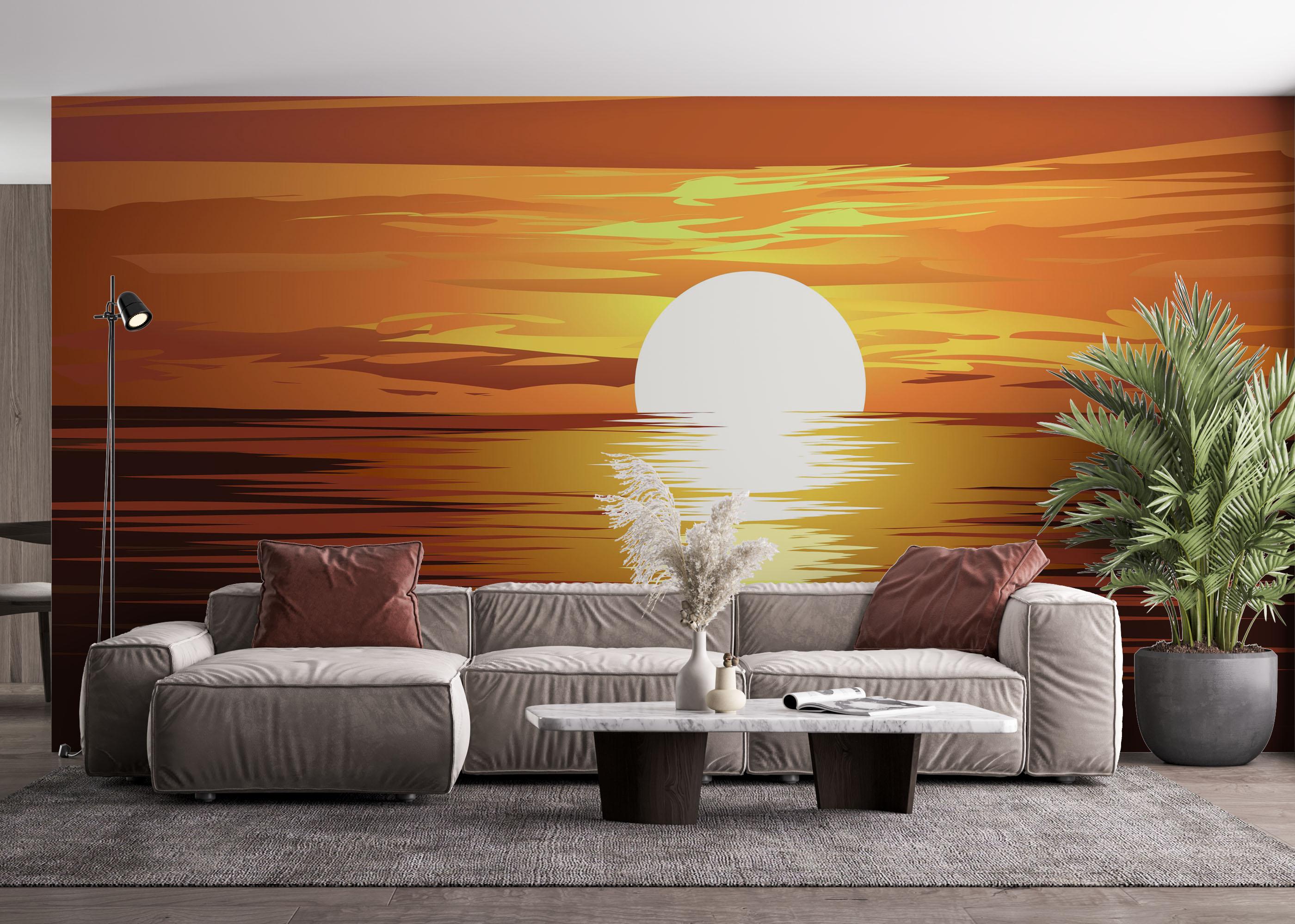 Fototapet Brown Sunset Ocean mockup 4