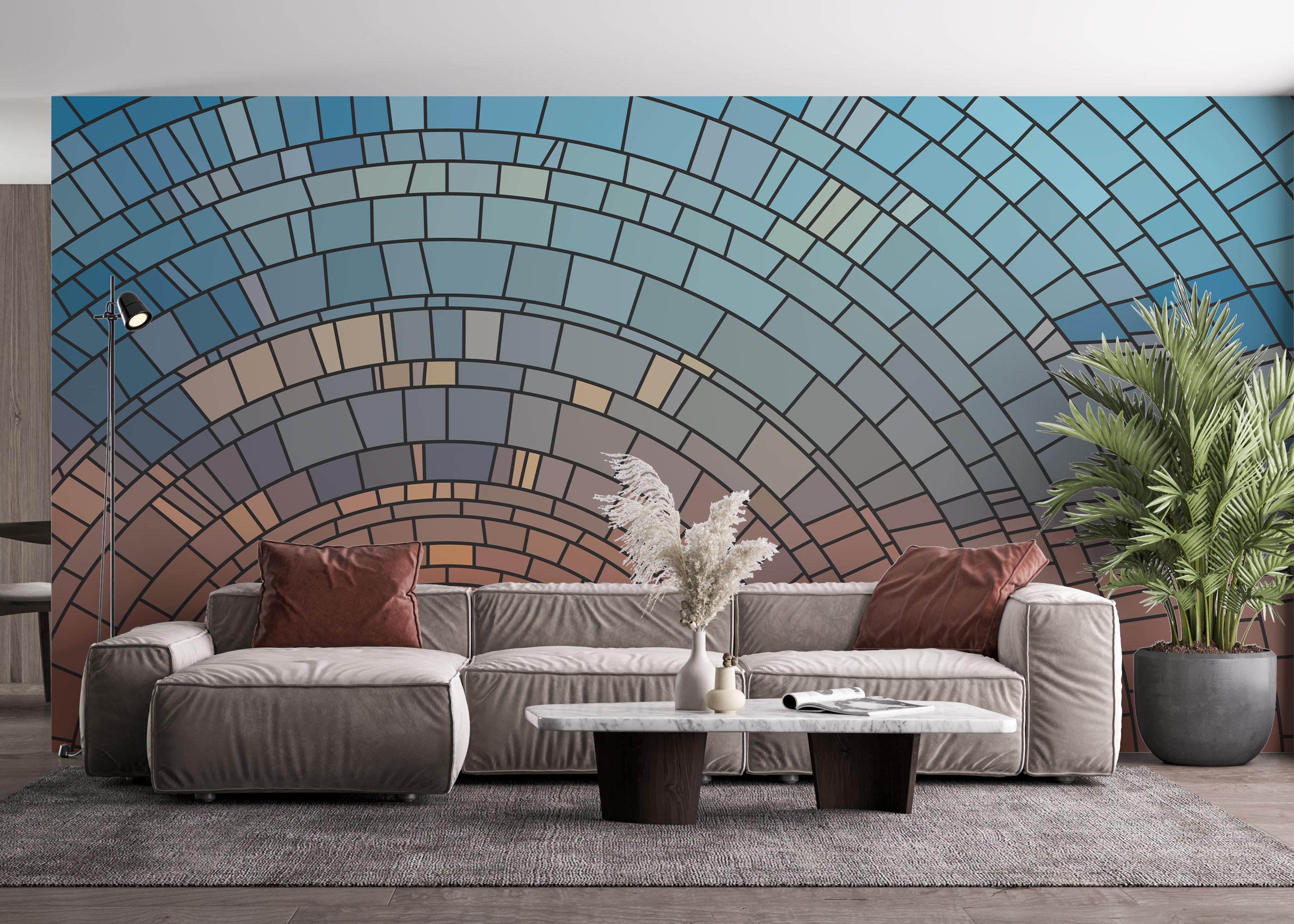 Fototapet Circle Glass Sunset mockup 4