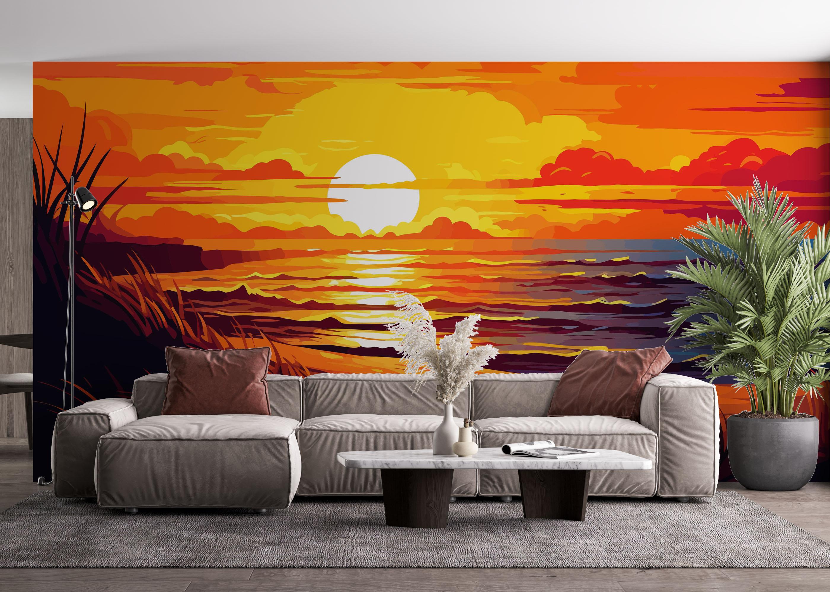 Fototapet Nice Sunset Cartoon mockup 4