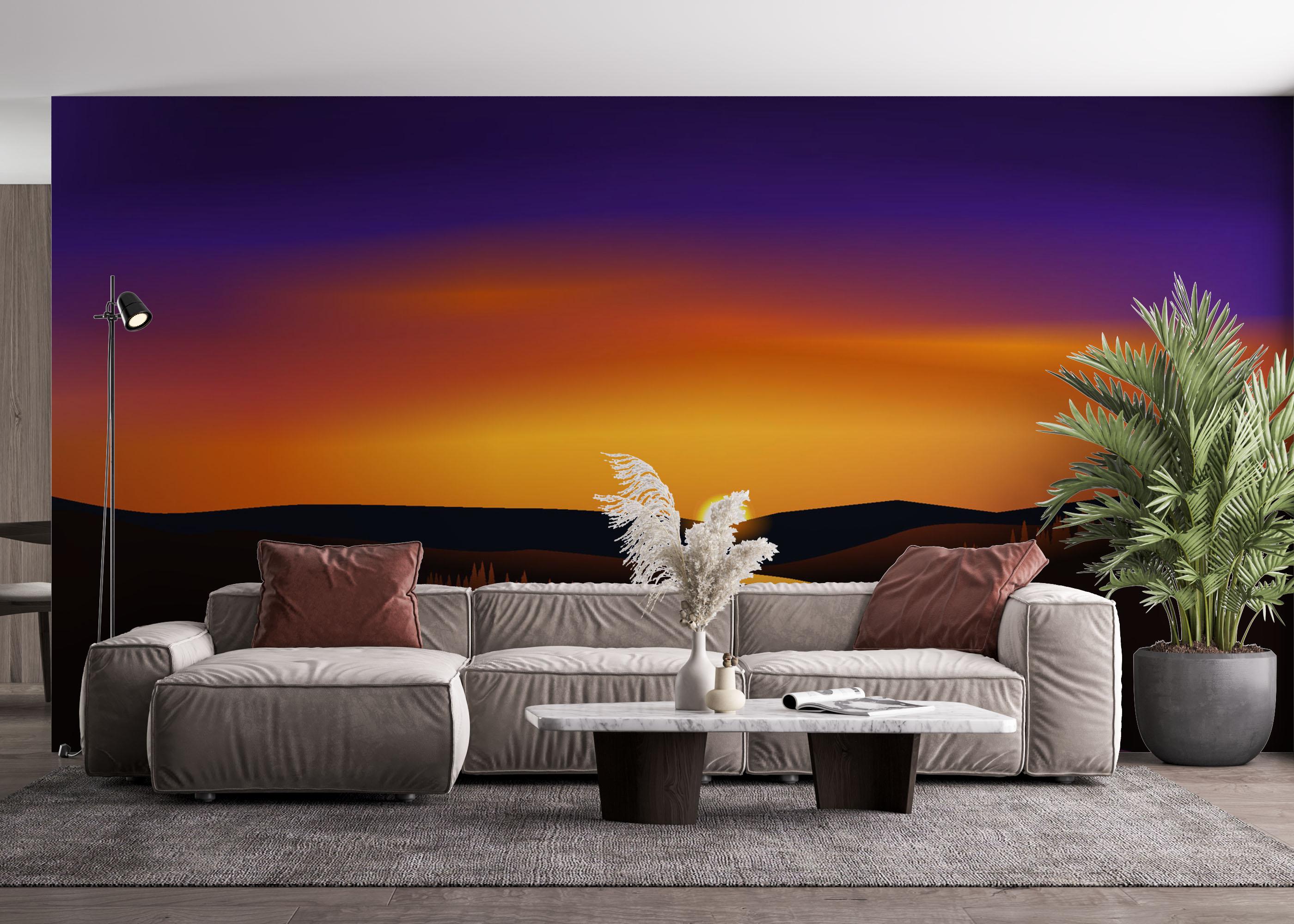 Fototapet Purple River Sunset mockup 4