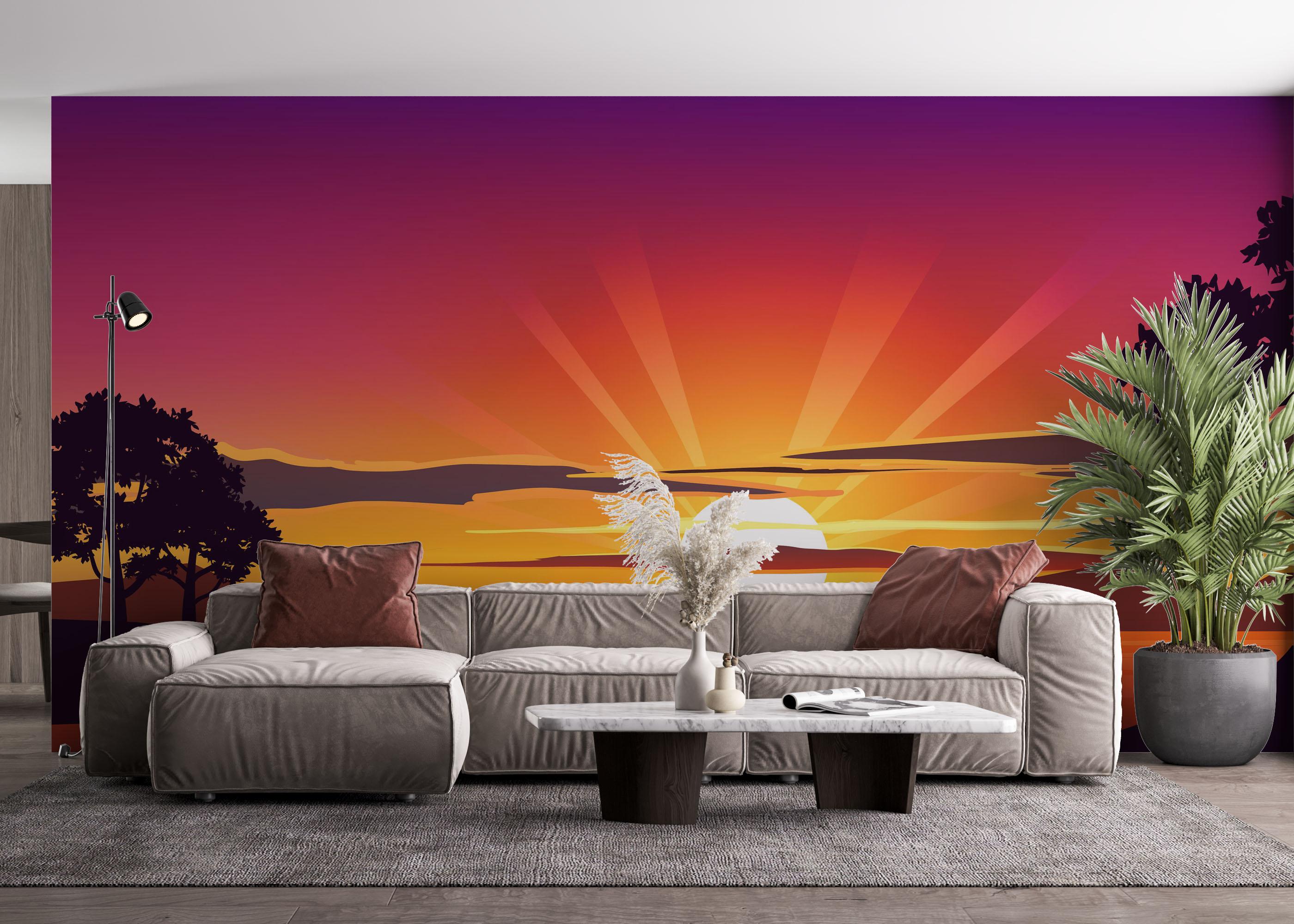 Fototapet Purple Sunrise Boat mockup 4
