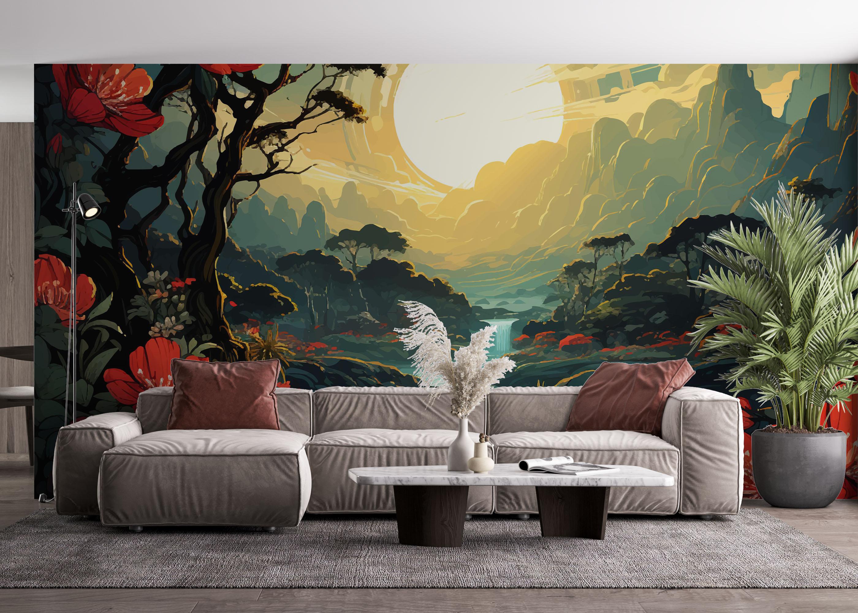 Fototapet Red Flower Sunset mockup 4