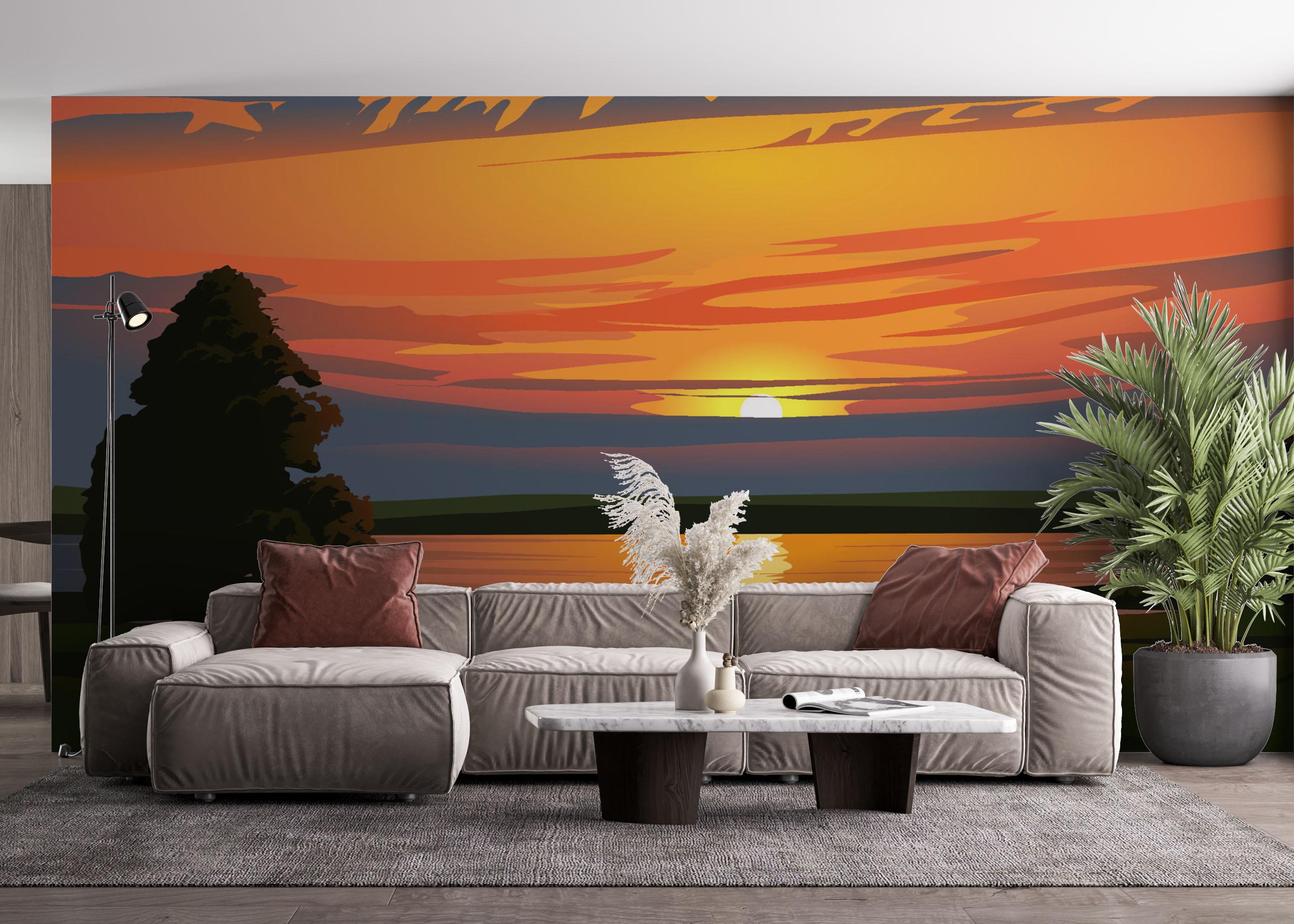 Fototapet Sunrise Green Tree mockup 4