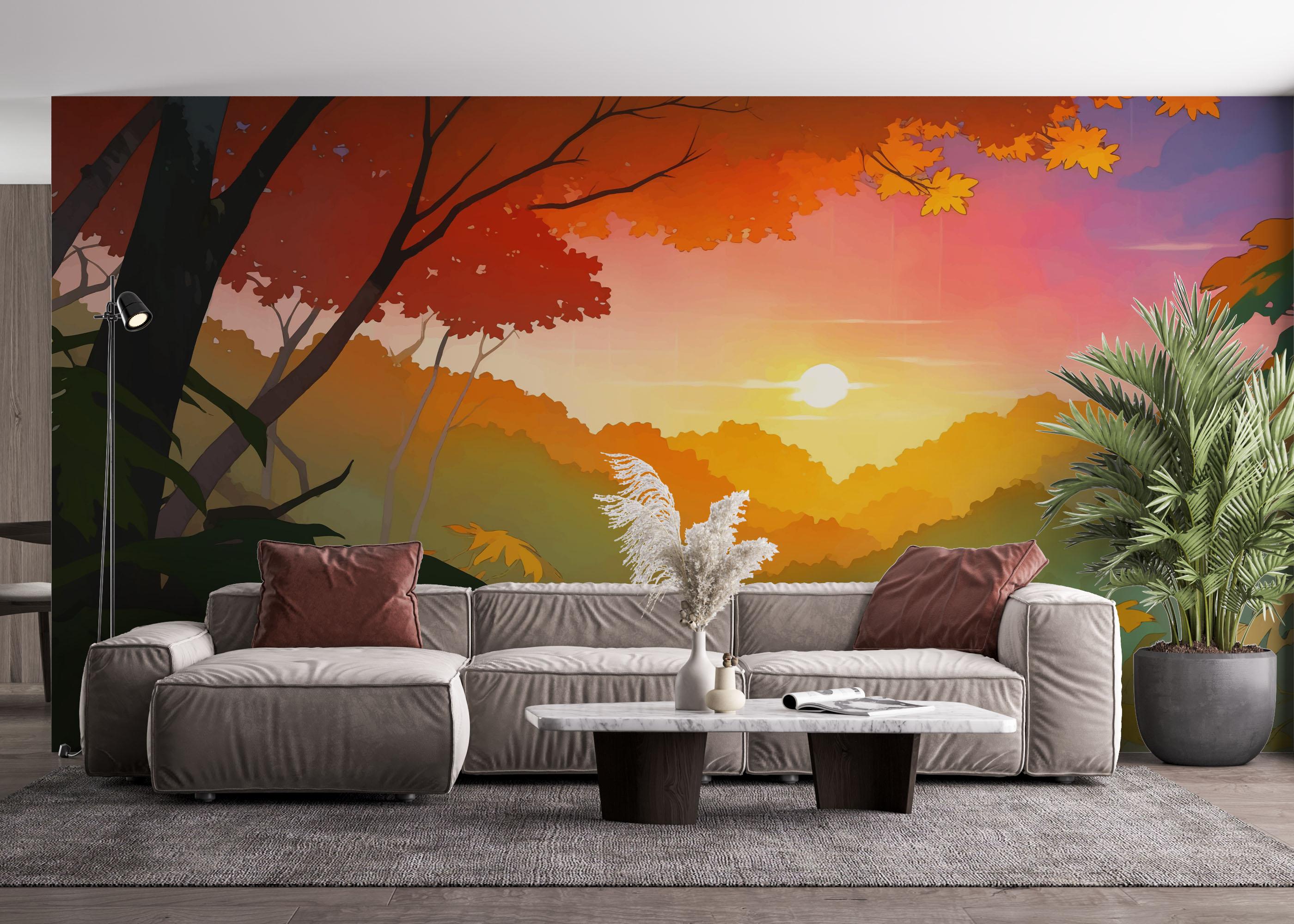 Fototapet Sunset Autumn View mockup 4