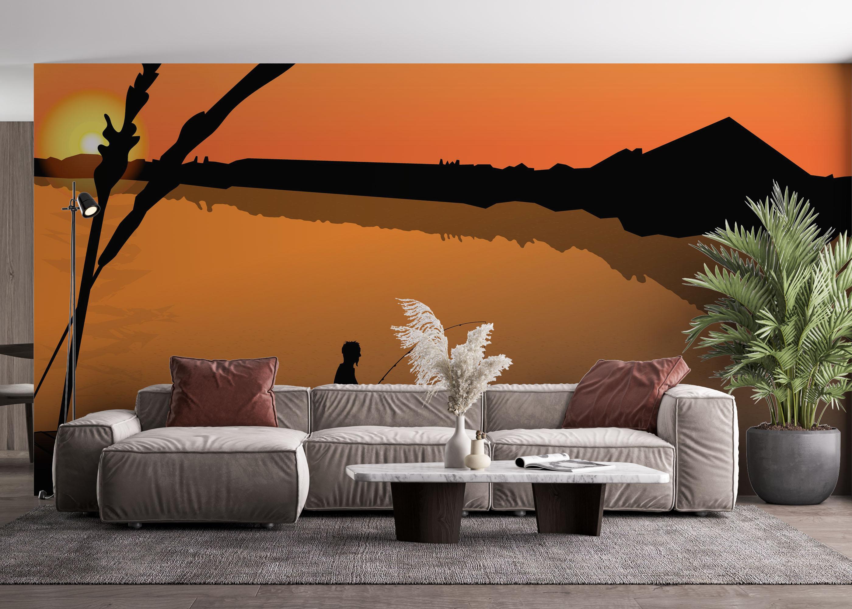 Fototapet Sunset Fisherman mockup 4