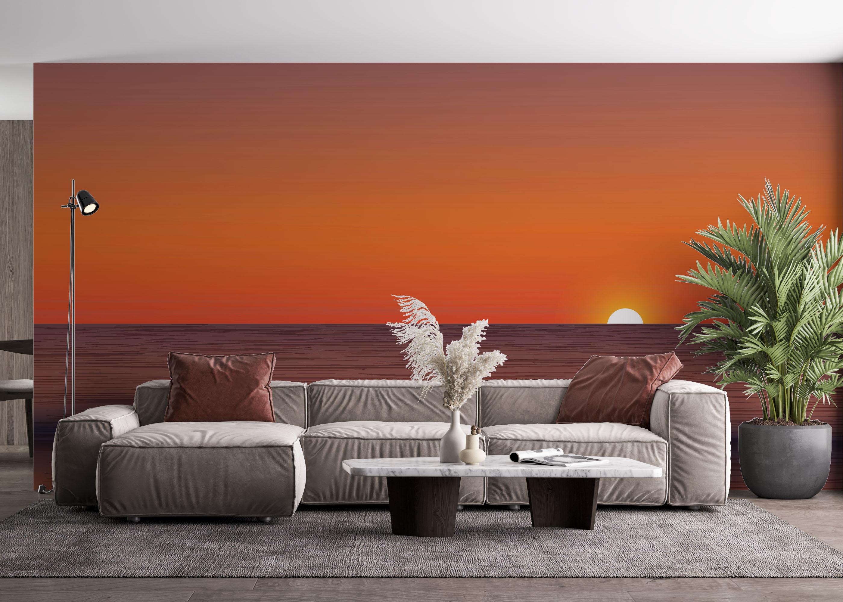 Fototapet Sunset Green Boat mockup 4