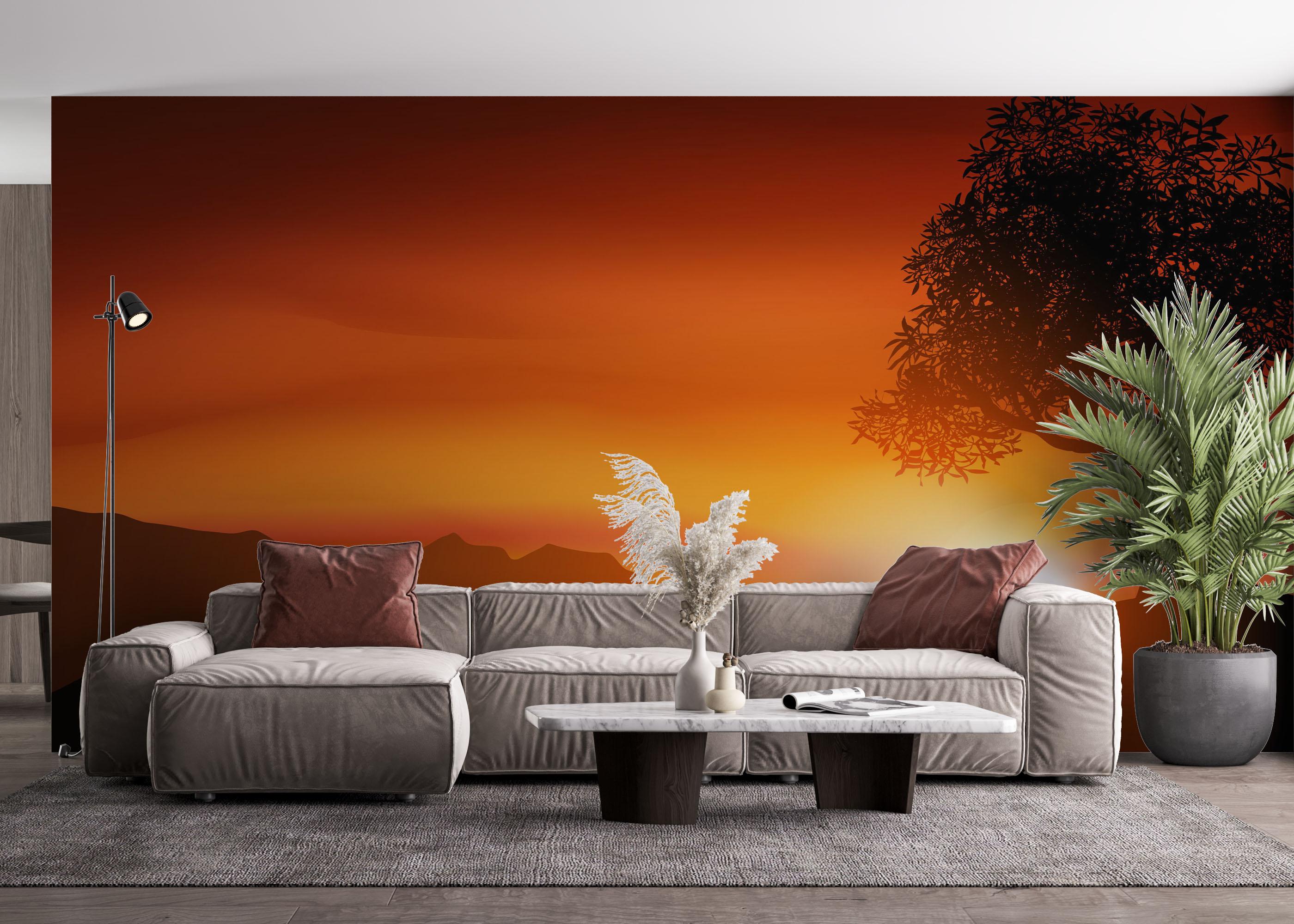 Fototapet Sunset Red Glow mockup 4