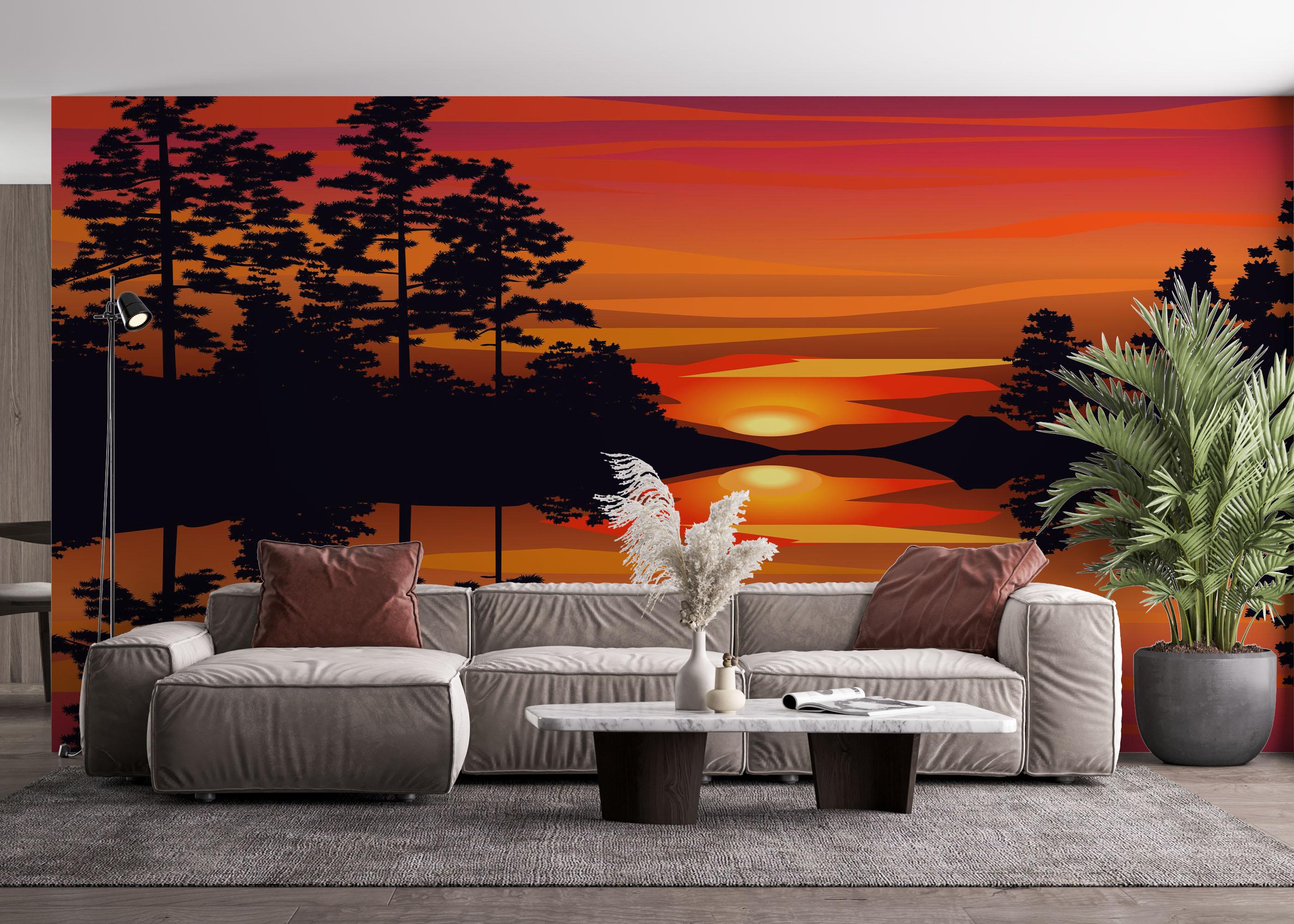 Fototapet Sunset Reflection Art mockup 4