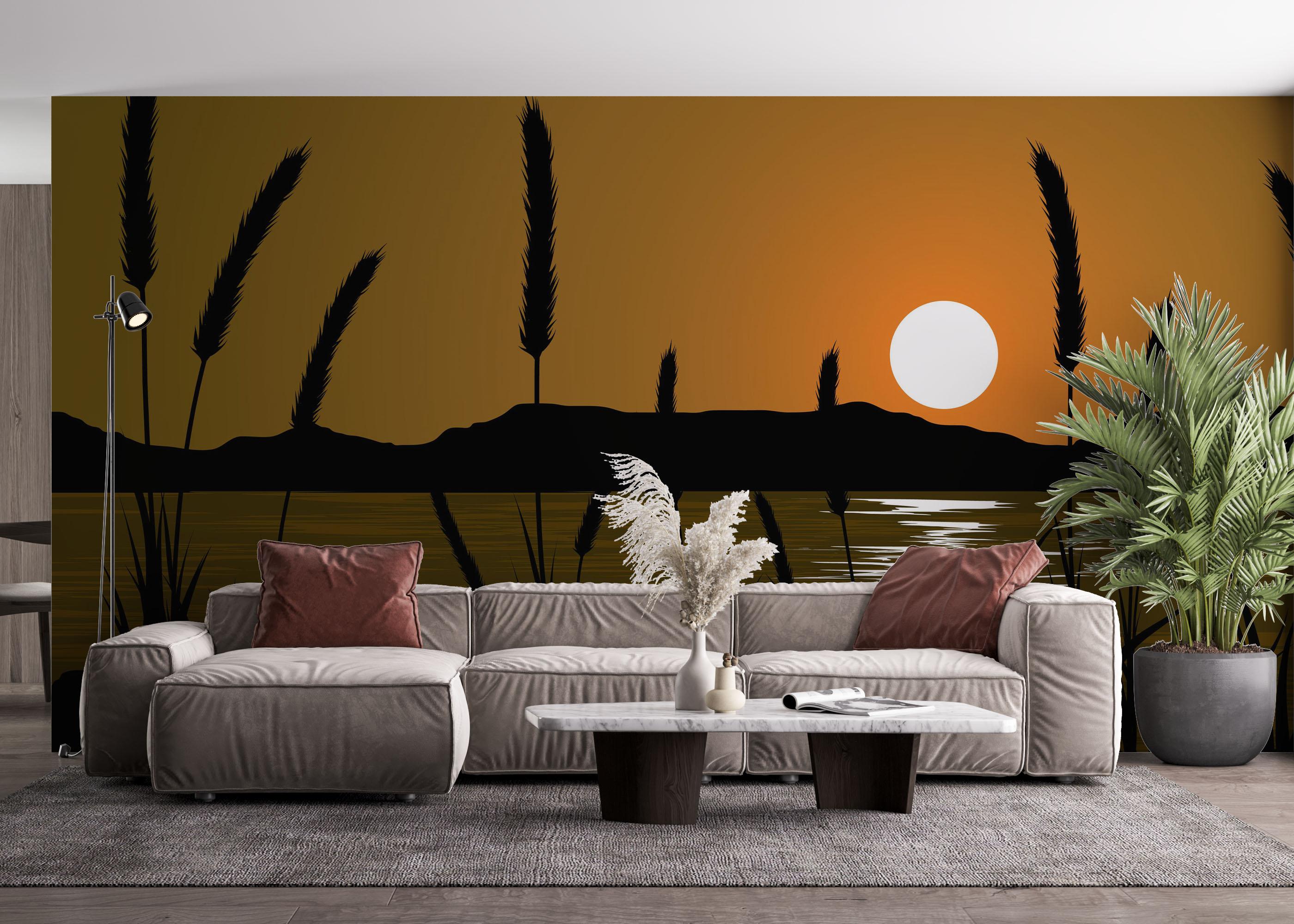 Fototapet Sunset River Plant mockup 4