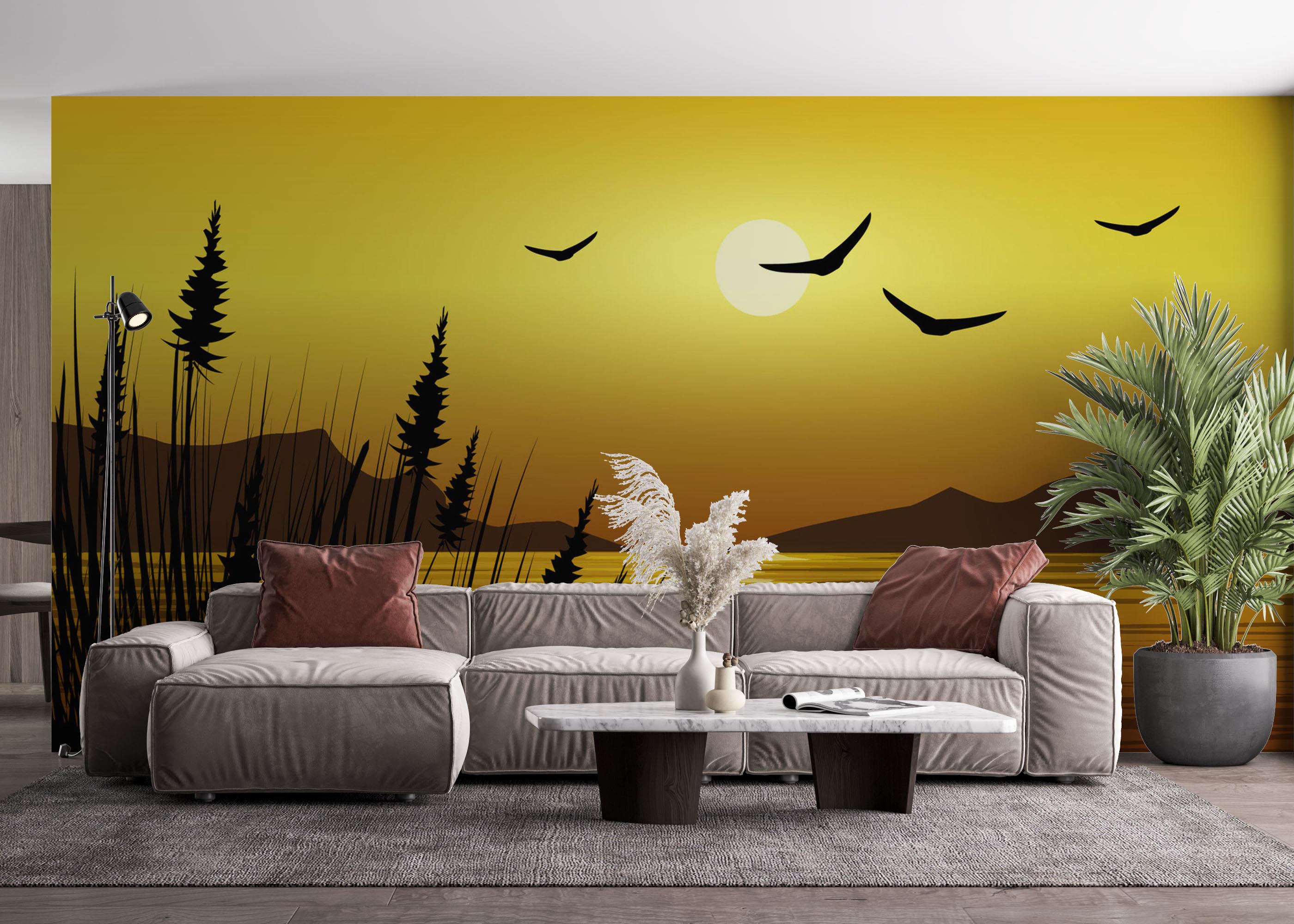 Fototapet Yellow Sky Plant mockup 4