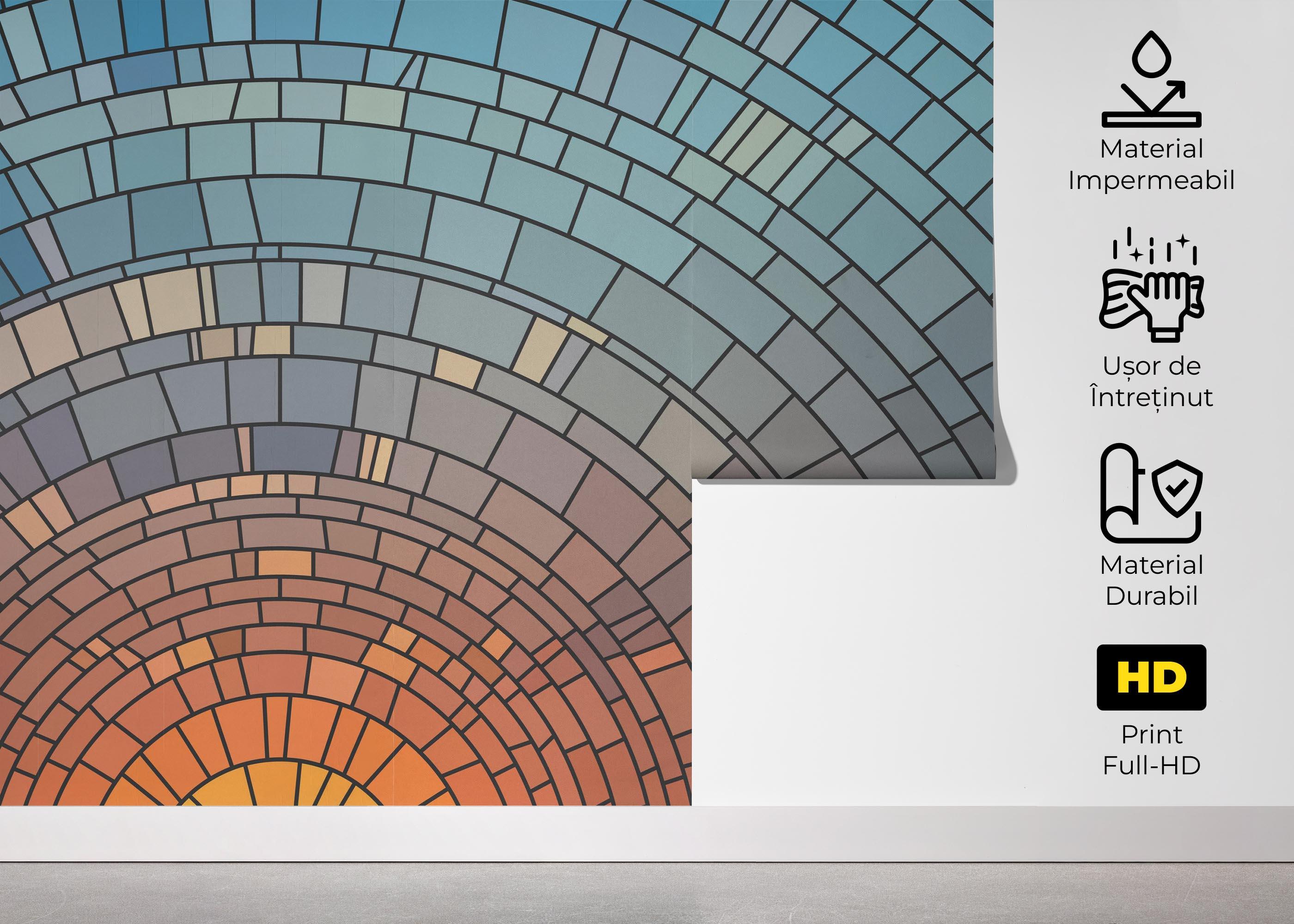 Fototapet Circle Glass Sunset mockup 5