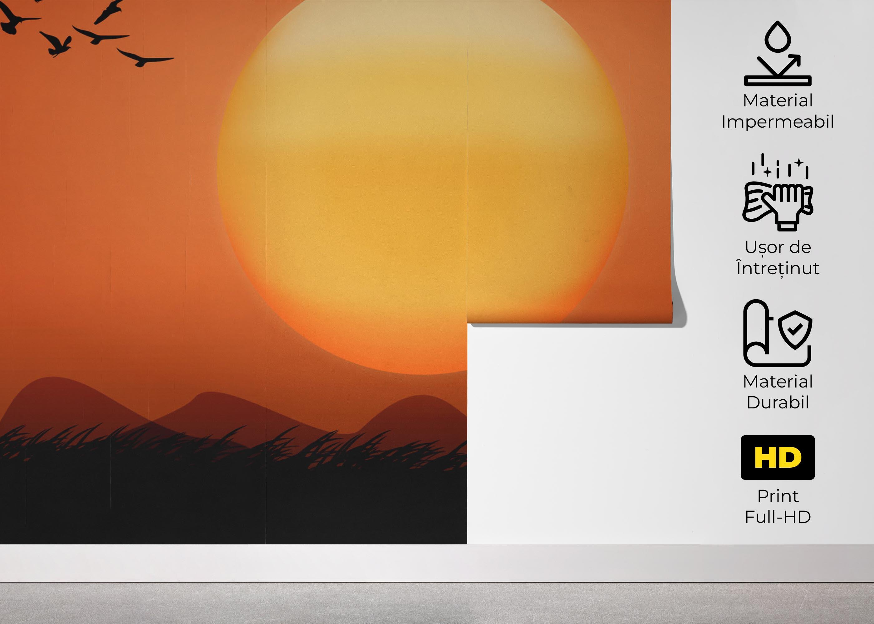 Fototapet Orange Sky Birds mockup 5