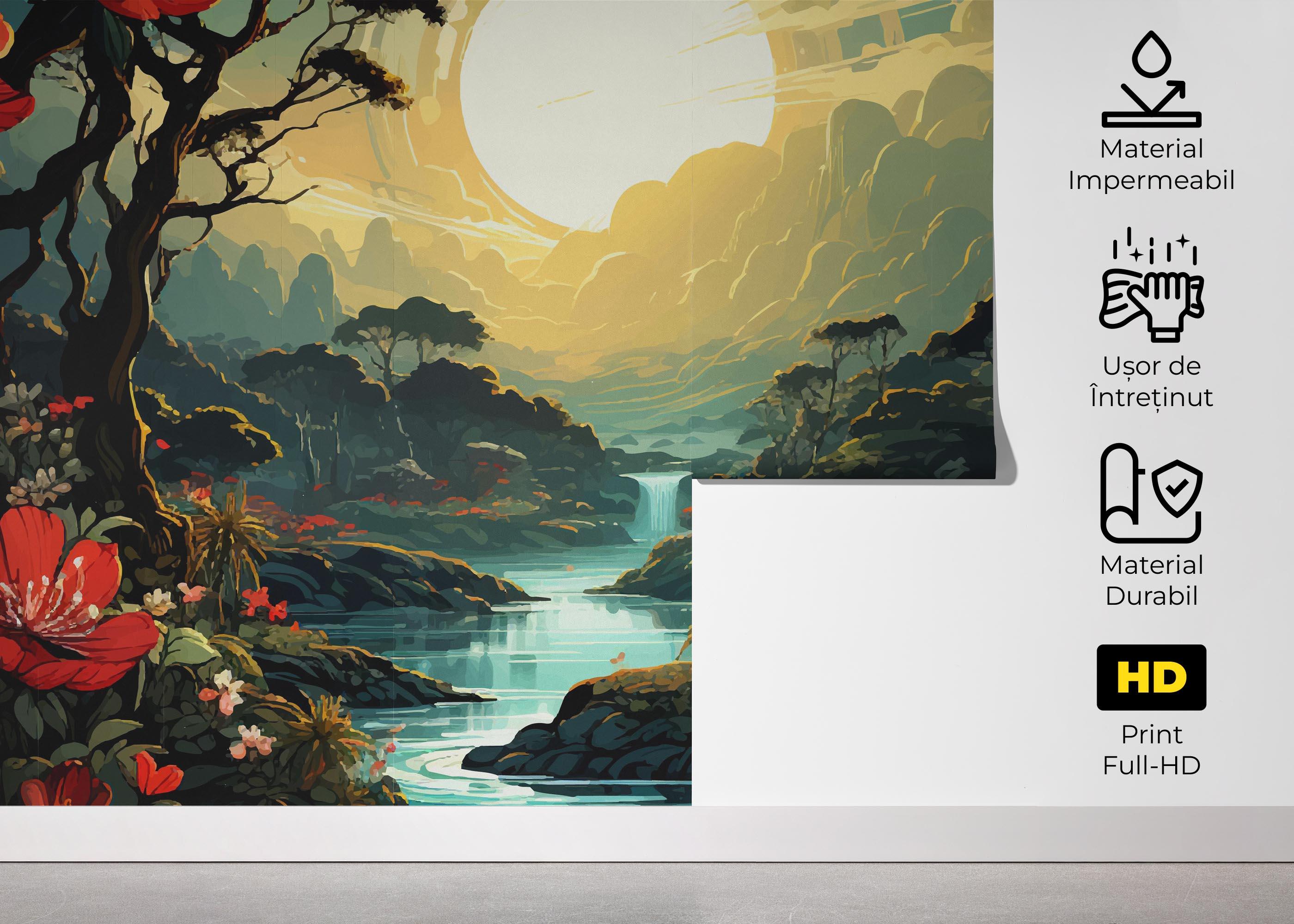 Fototapet Red Flower Sunset mockup 5