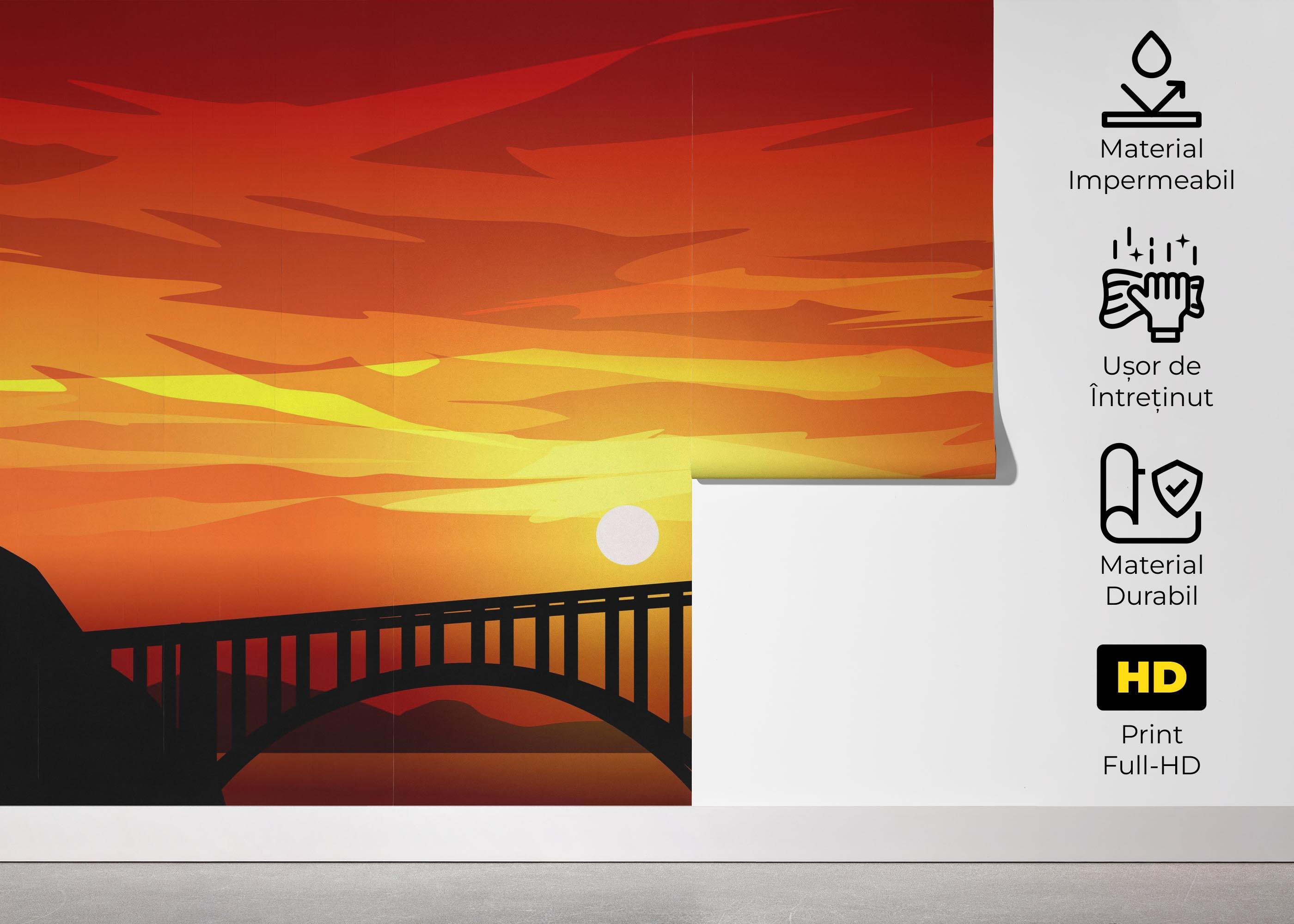 Fototapet Red Sunset Bridge mockup 5