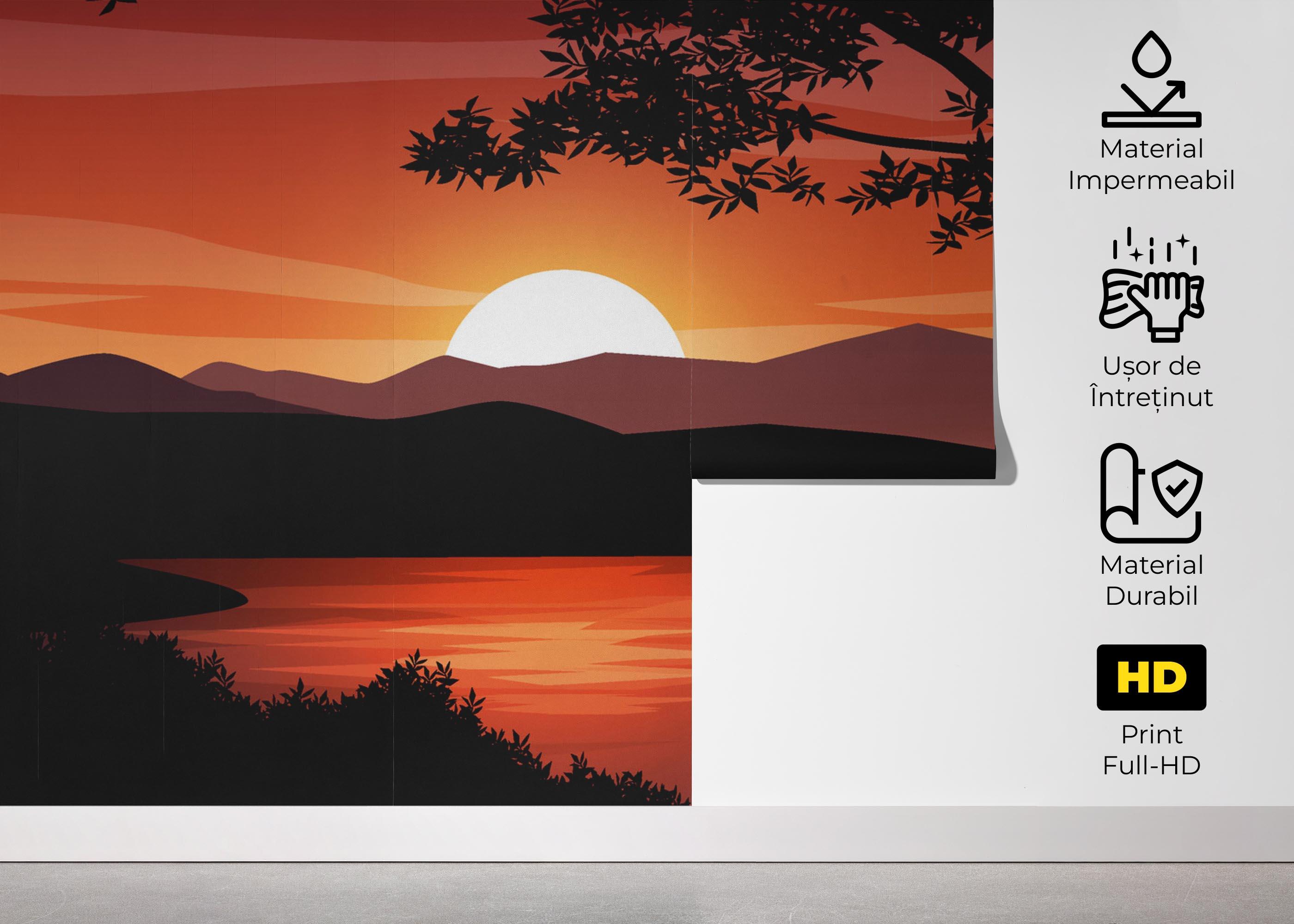 Fototapet Red Sunset Hill mockup 5
