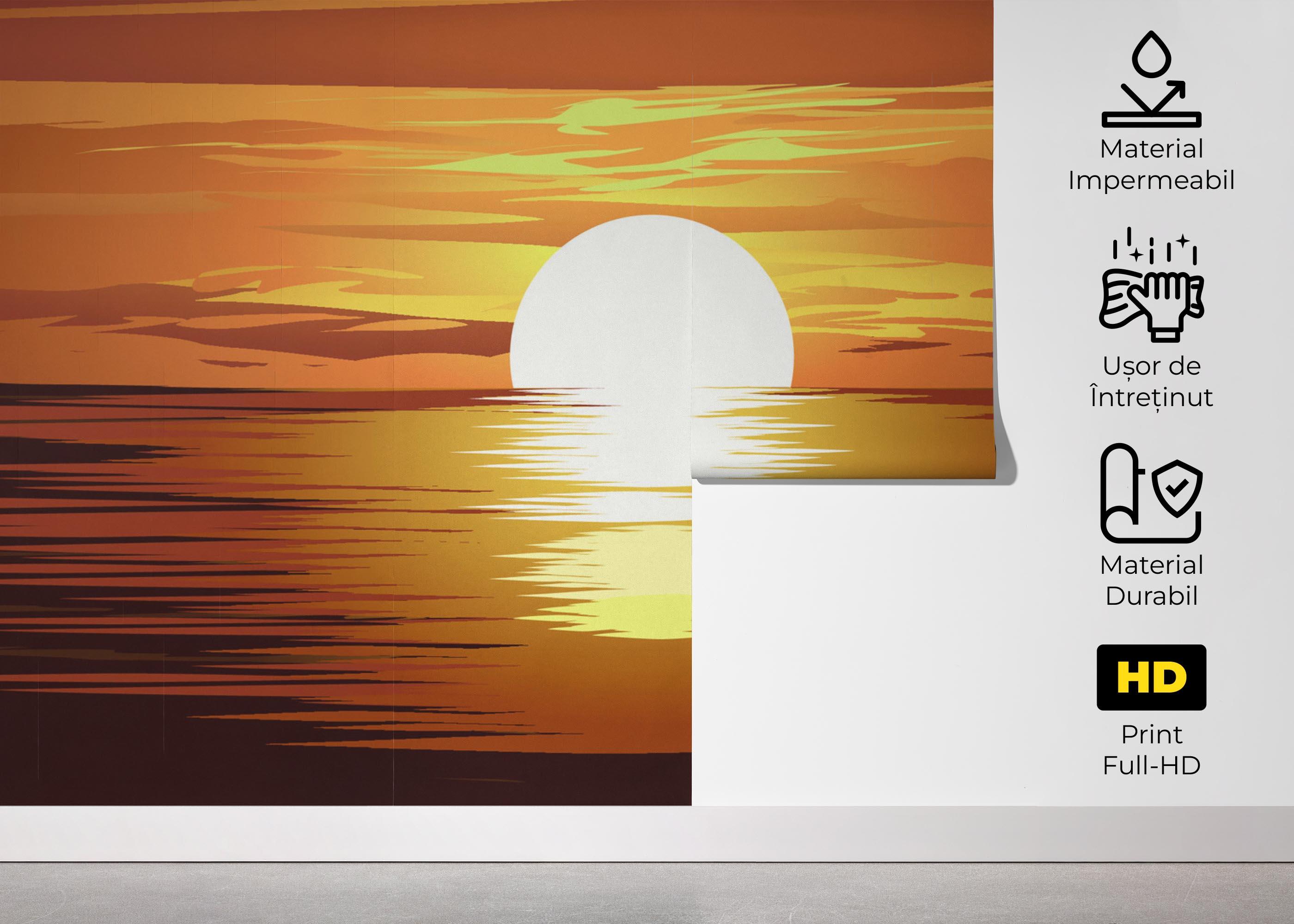 Fototapet Sunset Brown Ocean mockup 5