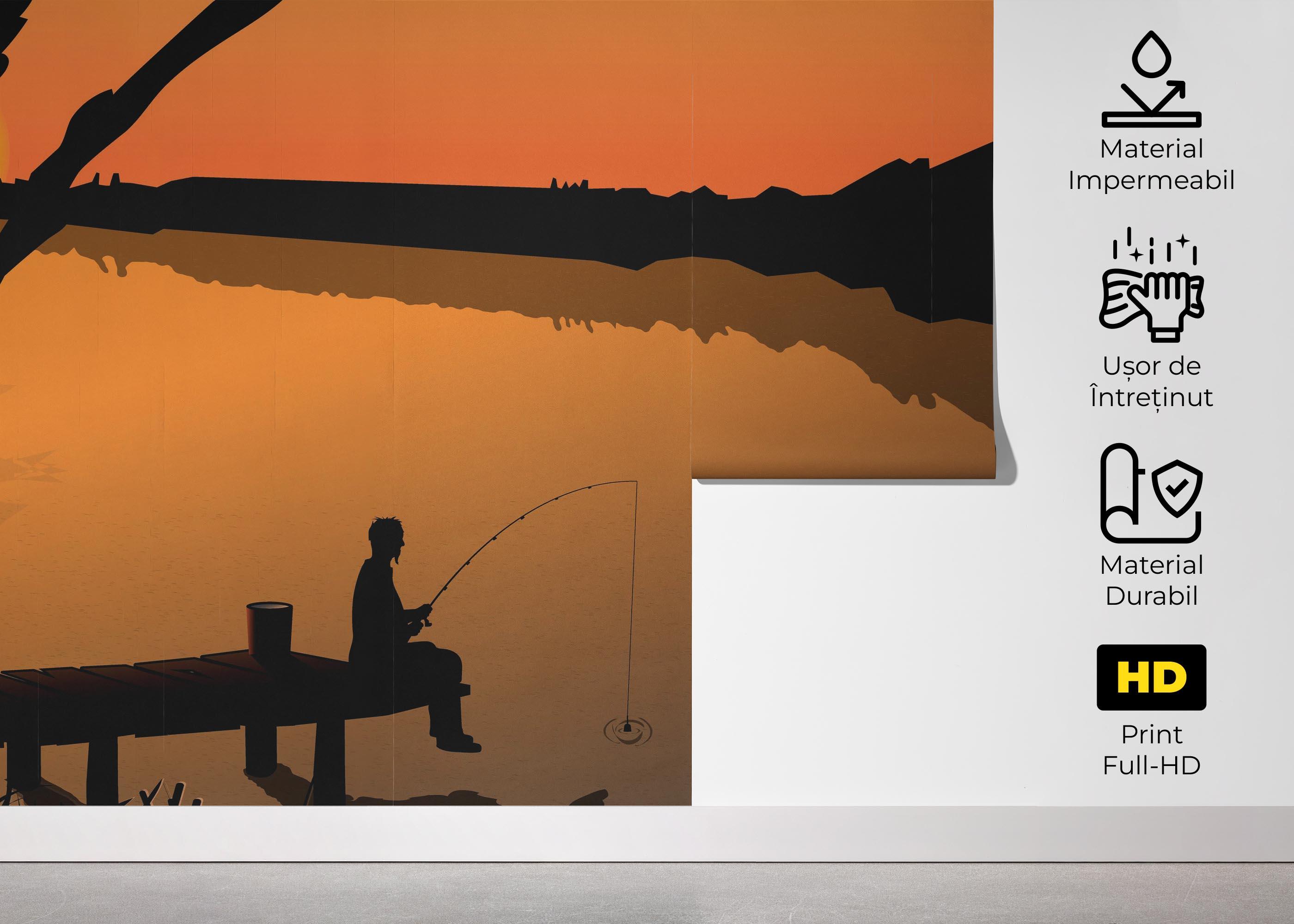 Fototapet Sunset Fisherman mockup 5