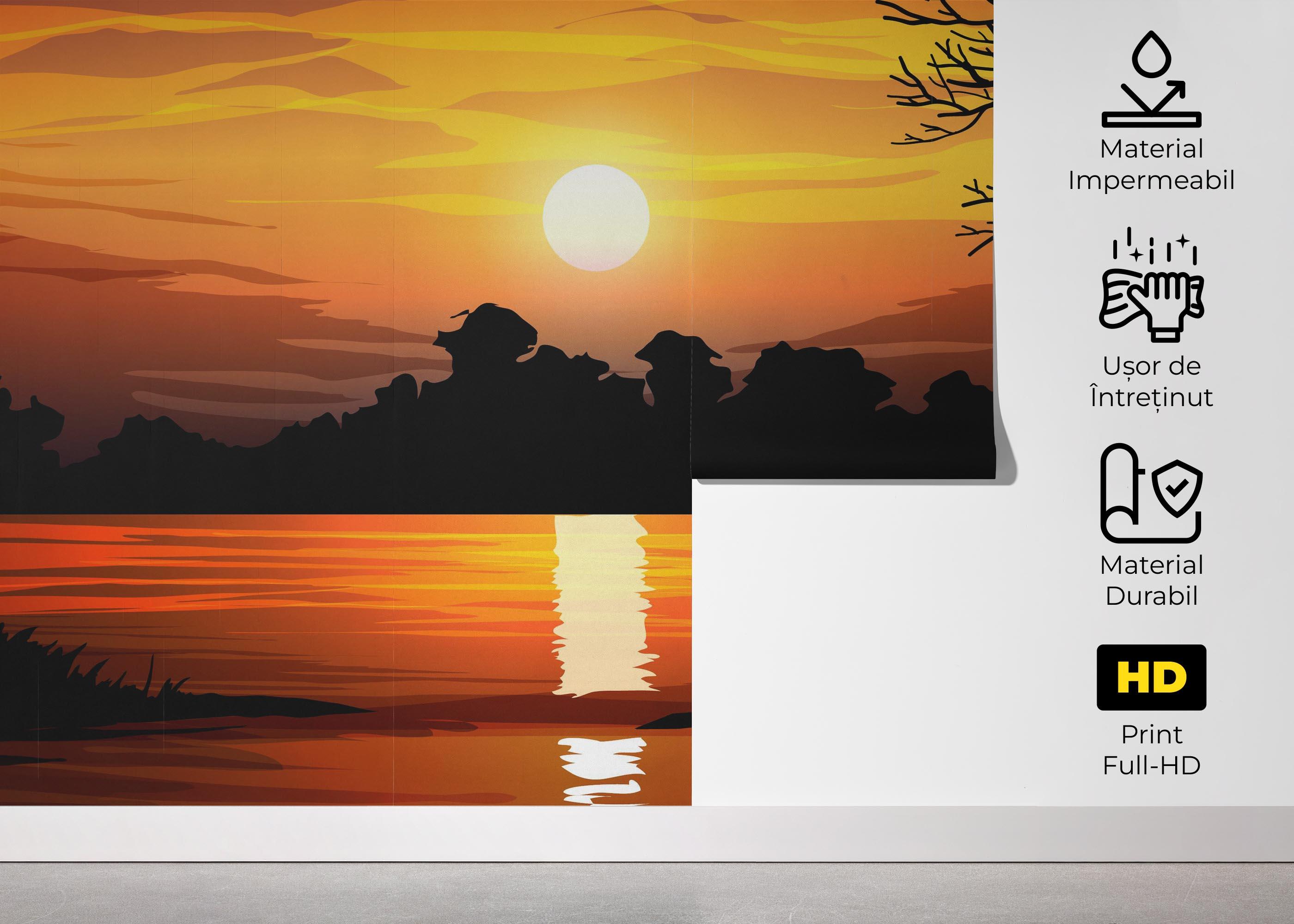 Fototapet Sunset Land Bird mockup 5