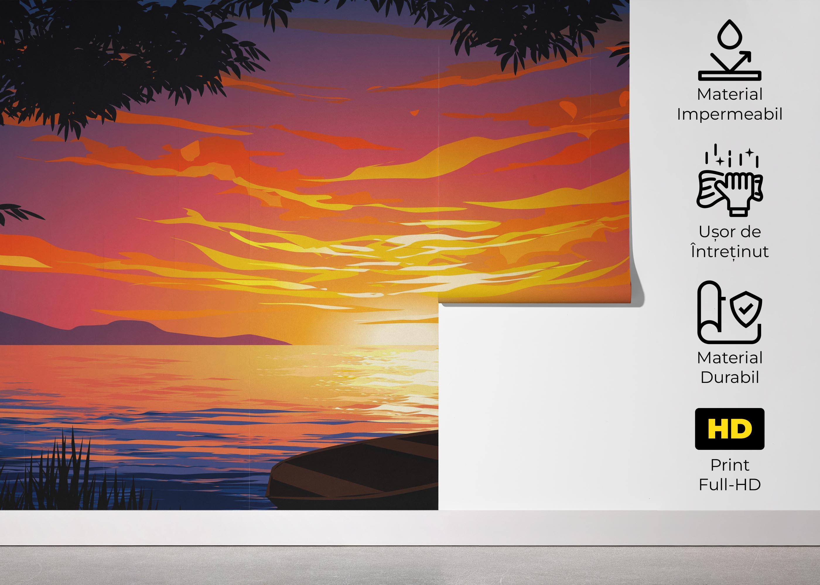 Fototapet Sunset Orange Cloud mockup 5