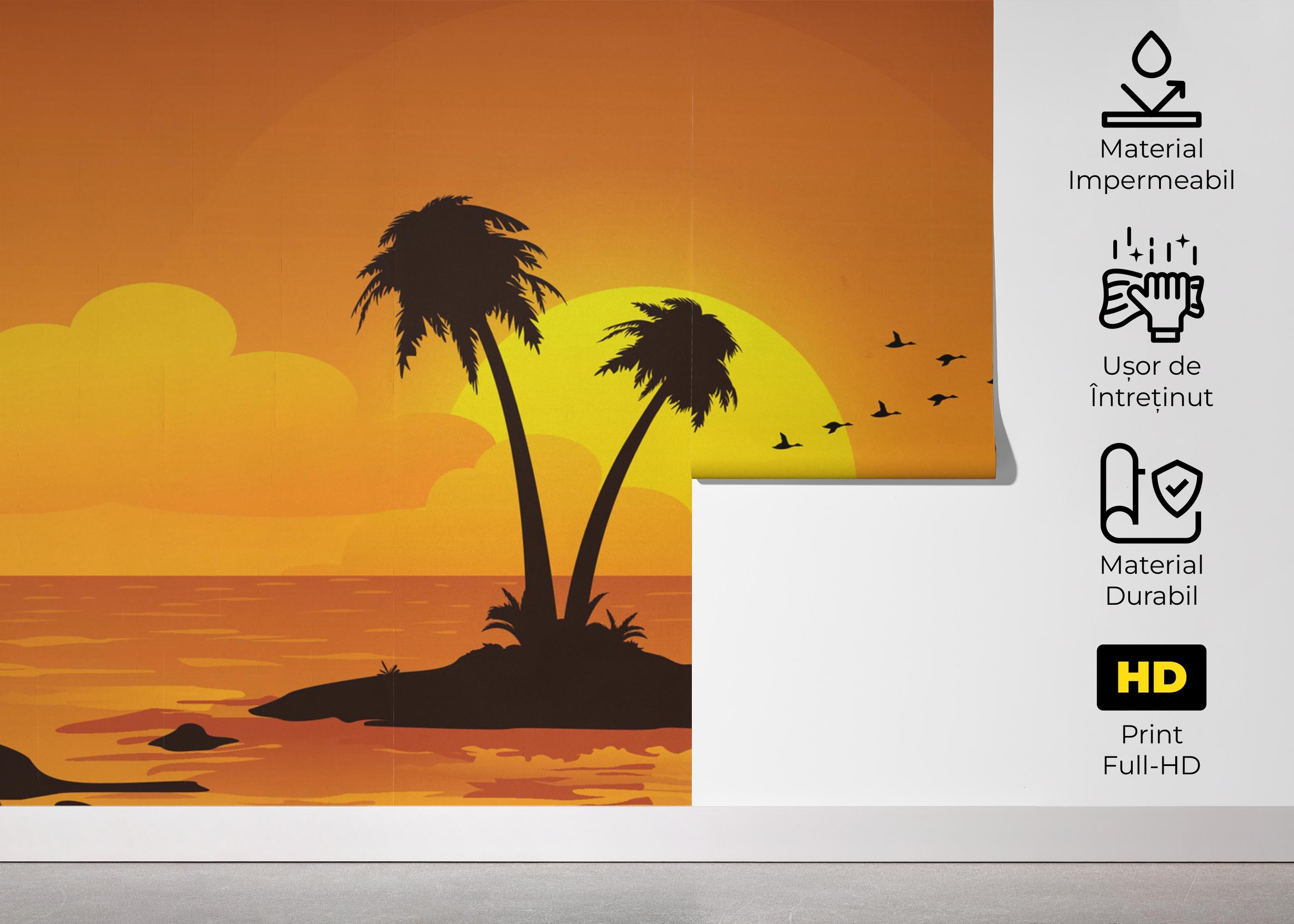 Fototapet Yellow Sunset Palm mockup 5
