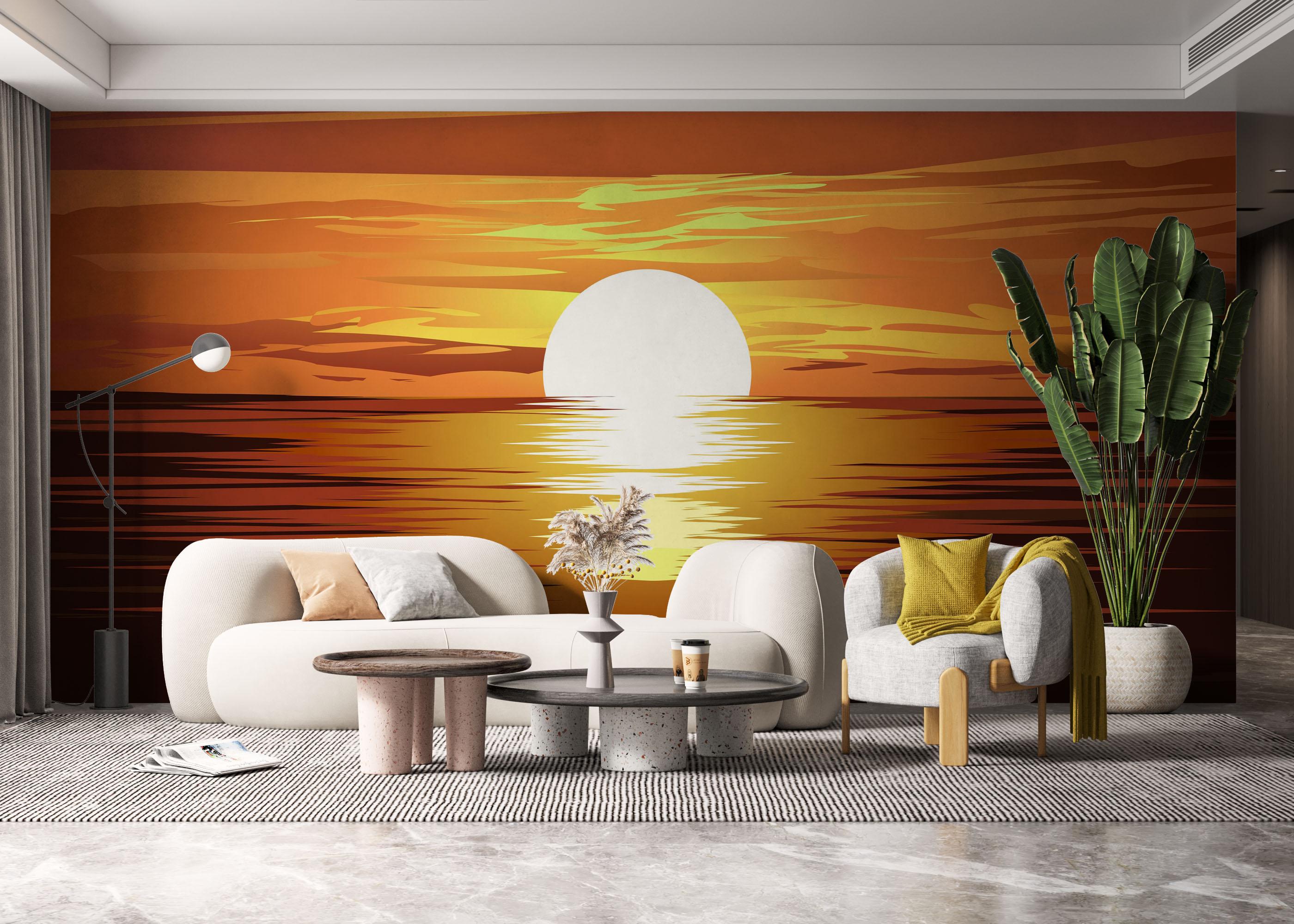 Fototapet Brown Sunset Ocean mockup 6