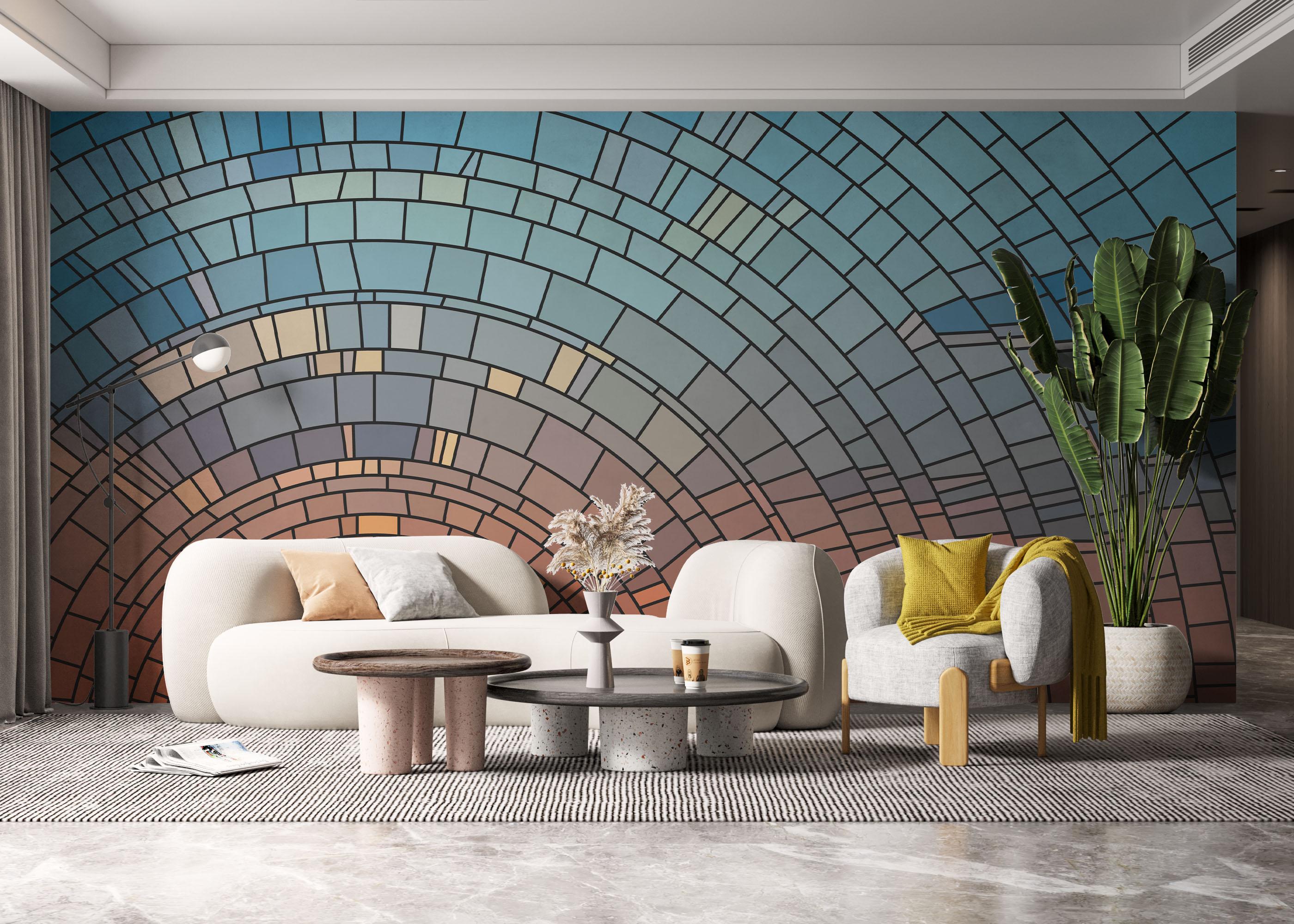 Fototapet Circle Glass Sunset mockup 6