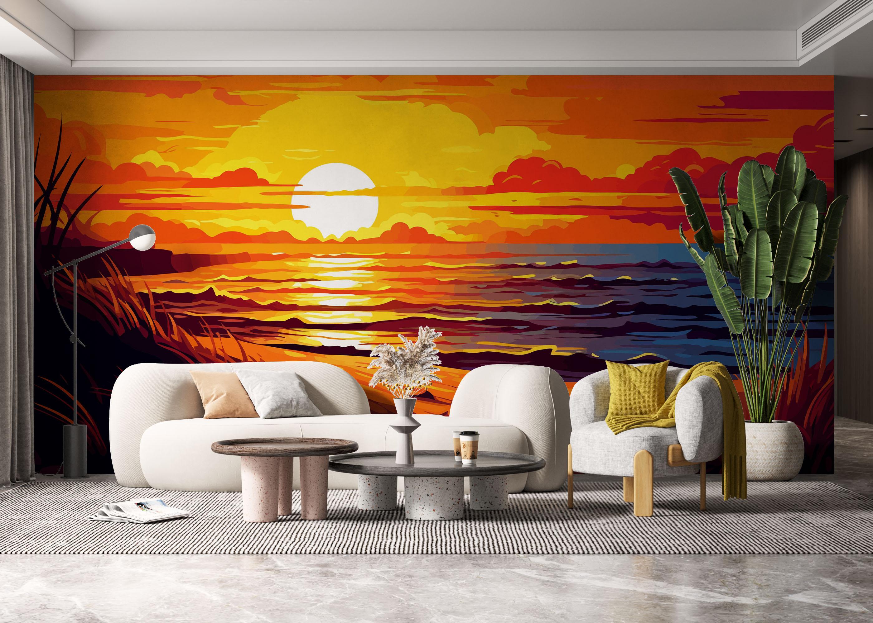 Fototapet Nice Sunset Cartoon mockup 6