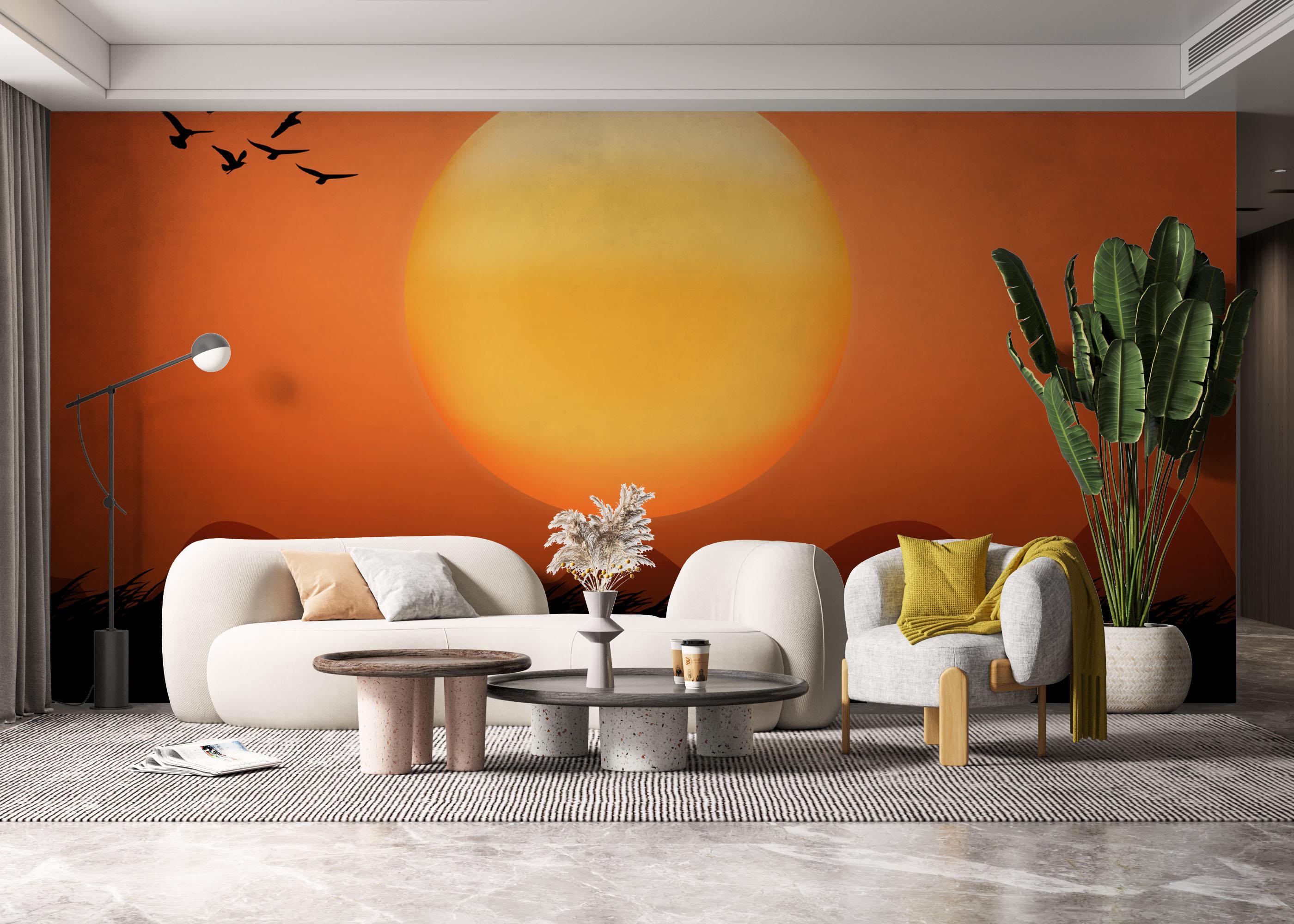 Fototapet Orange Sky Birds mockup 6