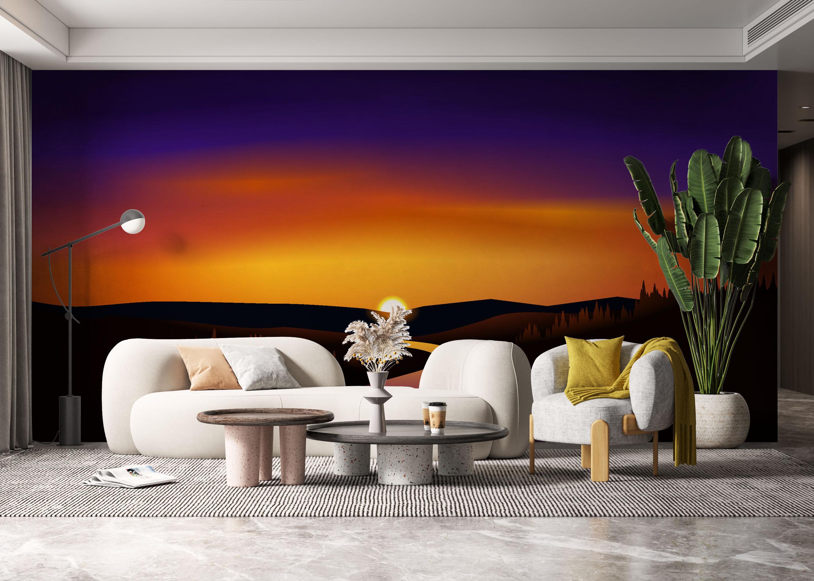 Fototapet Purple River Sunset mockup 6