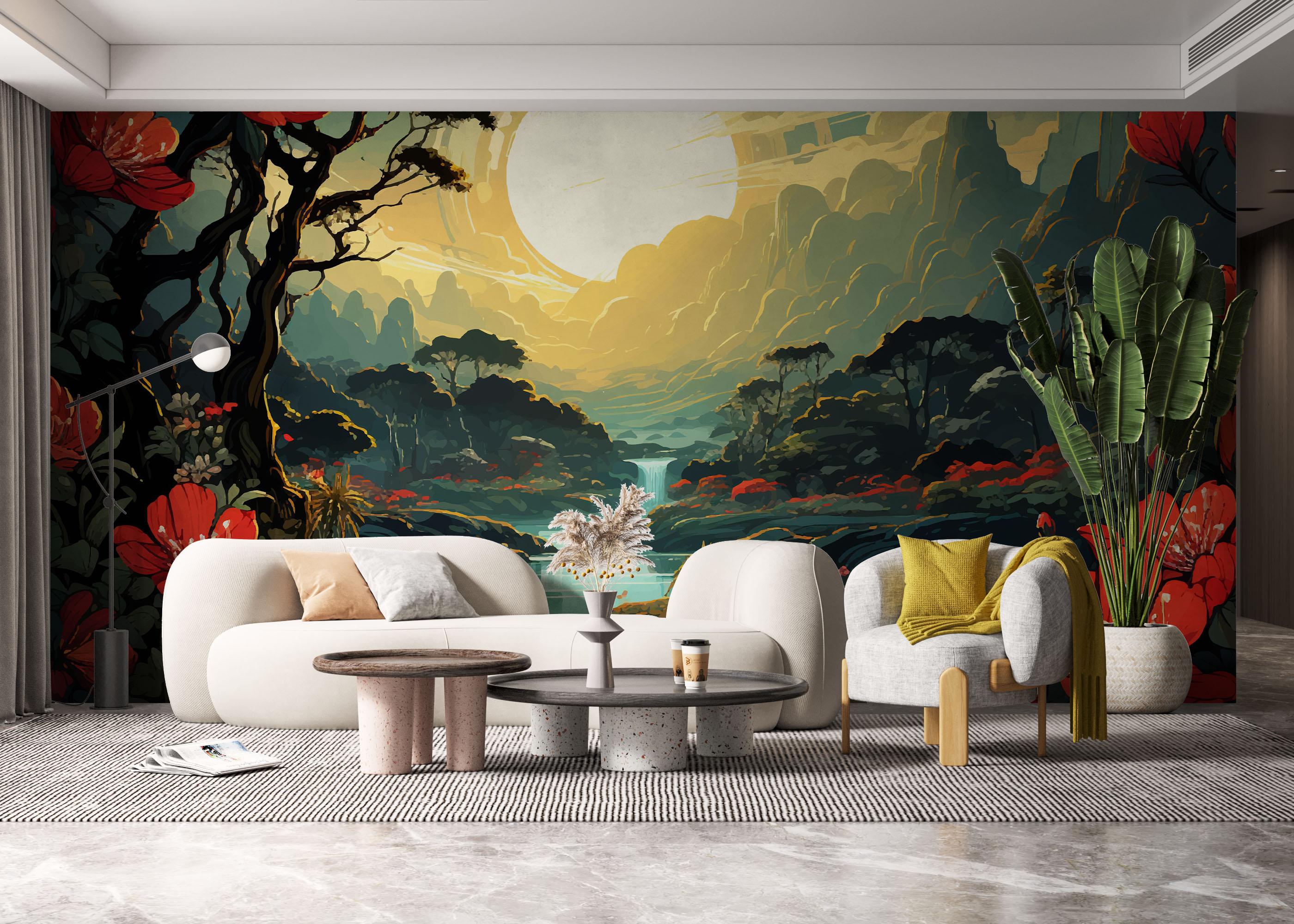 Fototapet Red Flower Sunset mockup 6