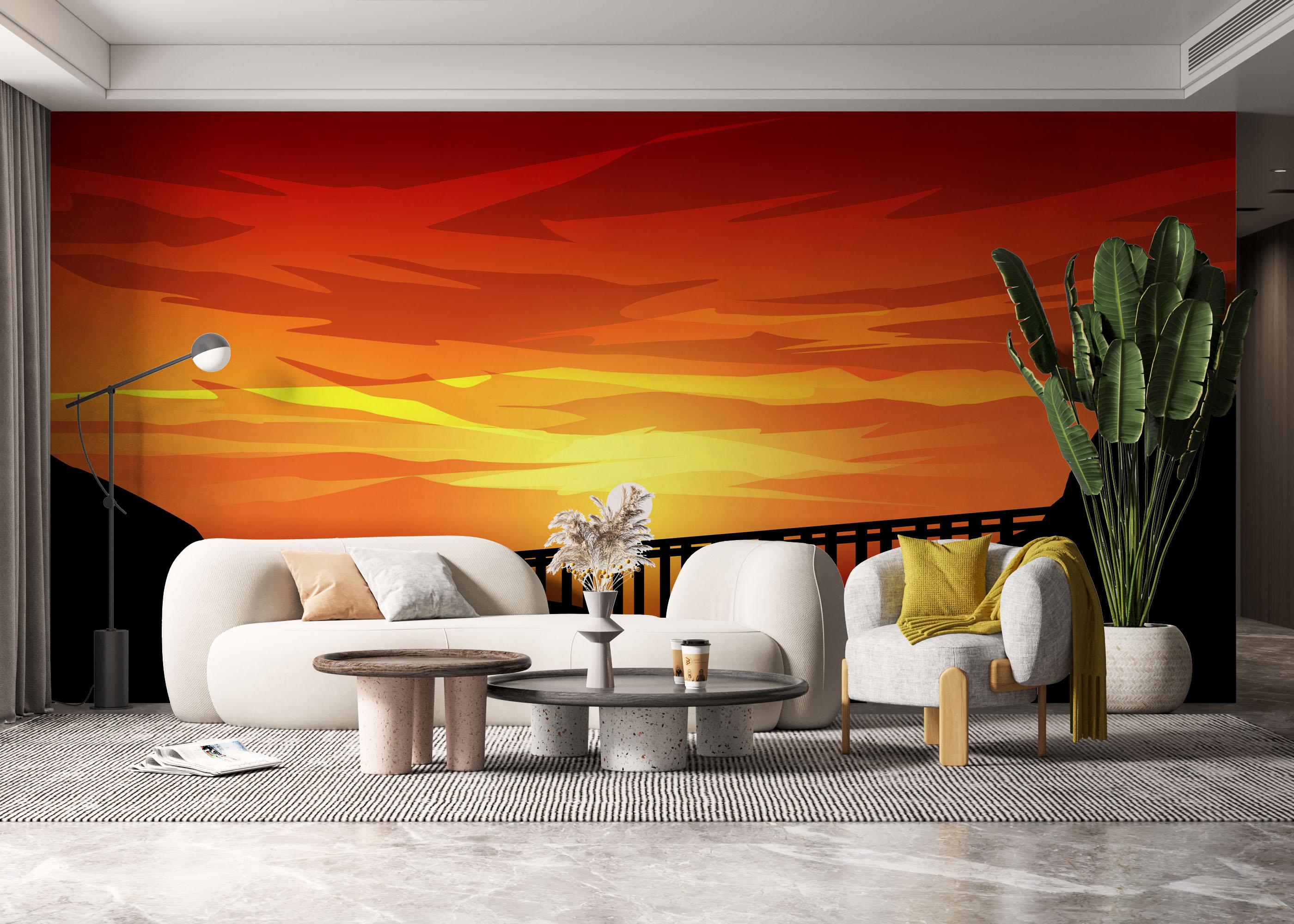 Fototapet Red Sunset Bridge mockup 6