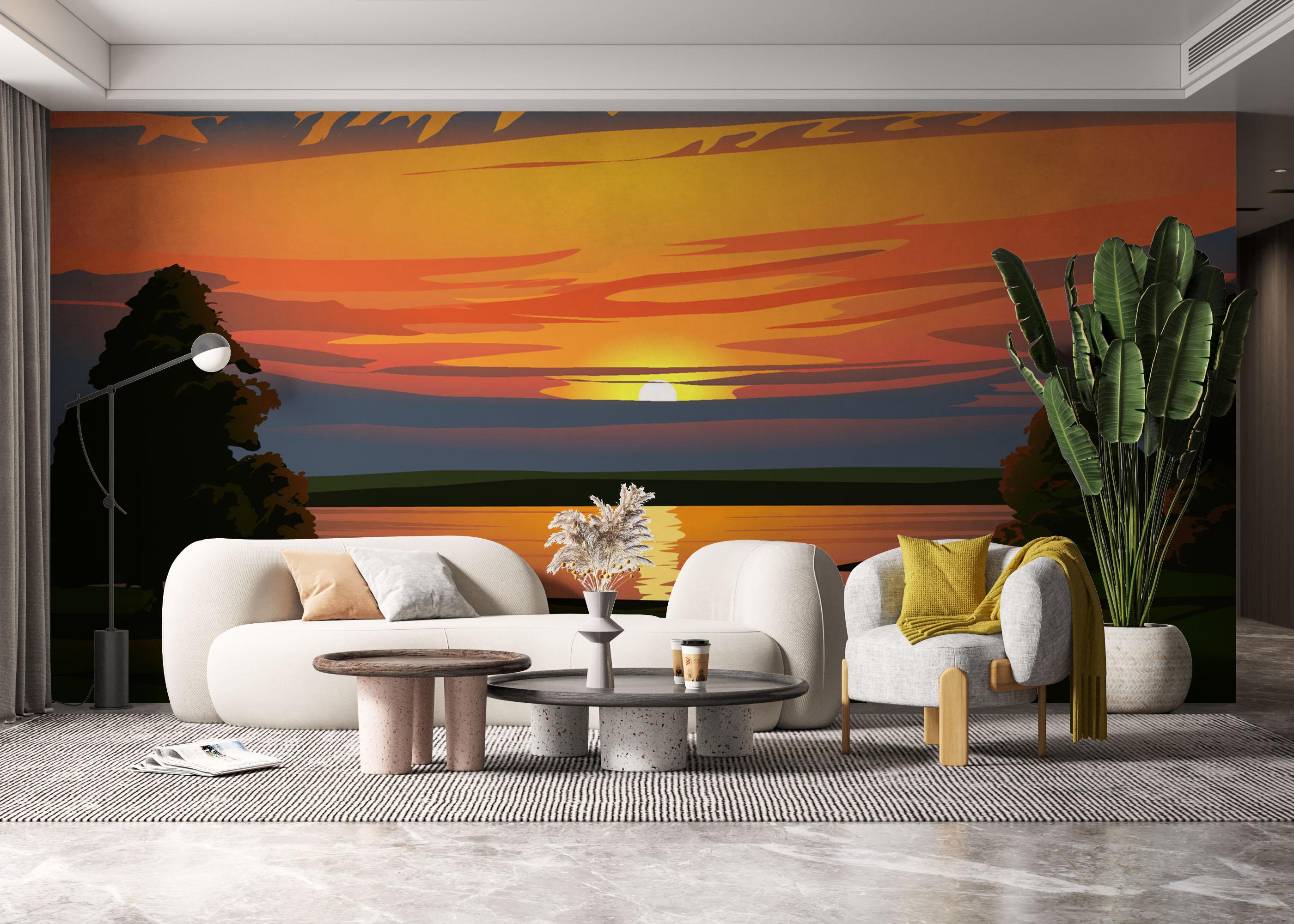 Fototapet Sunrise Green Tree mockup 6