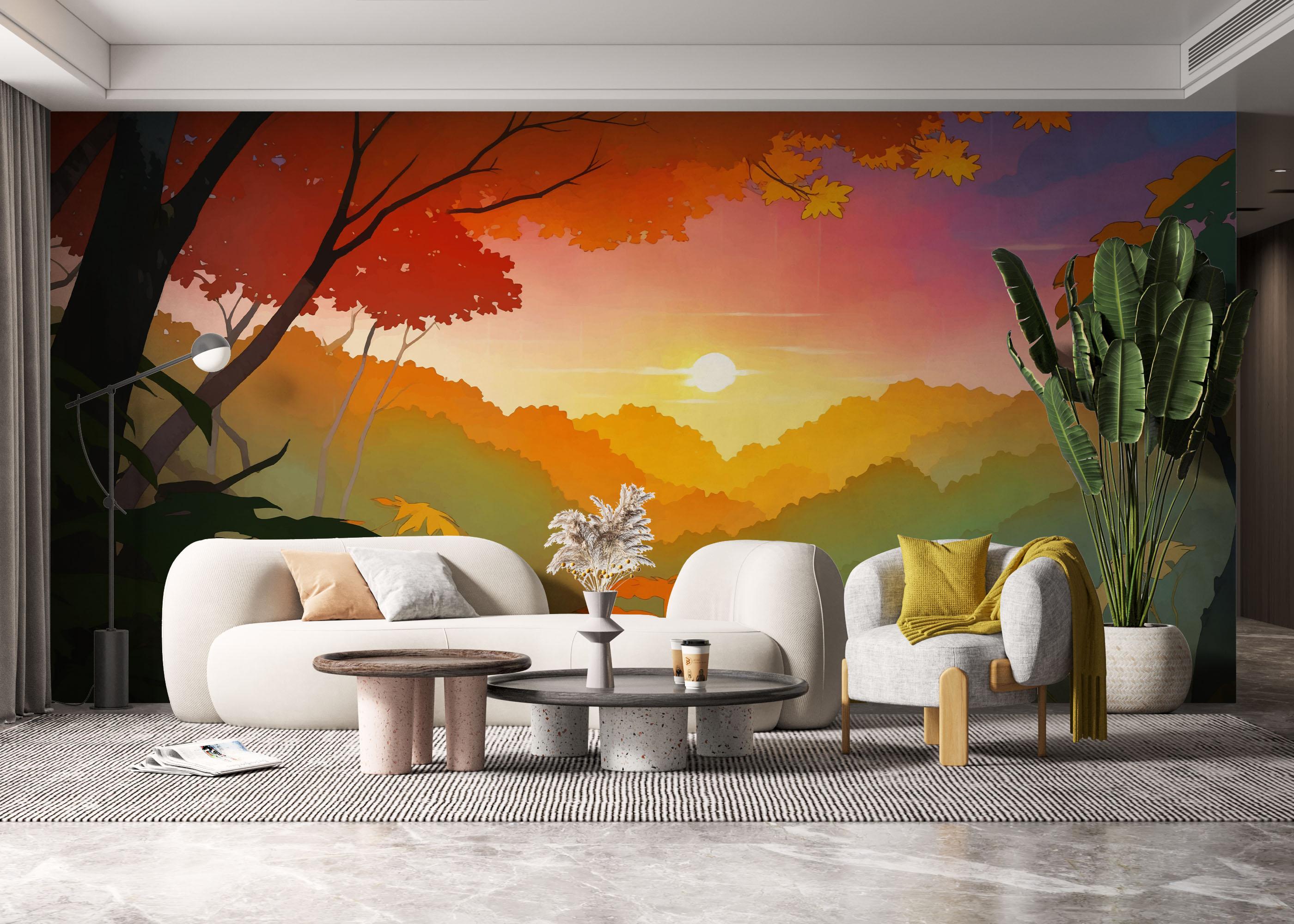 Fototapet Sunset Autumn View mockup 6