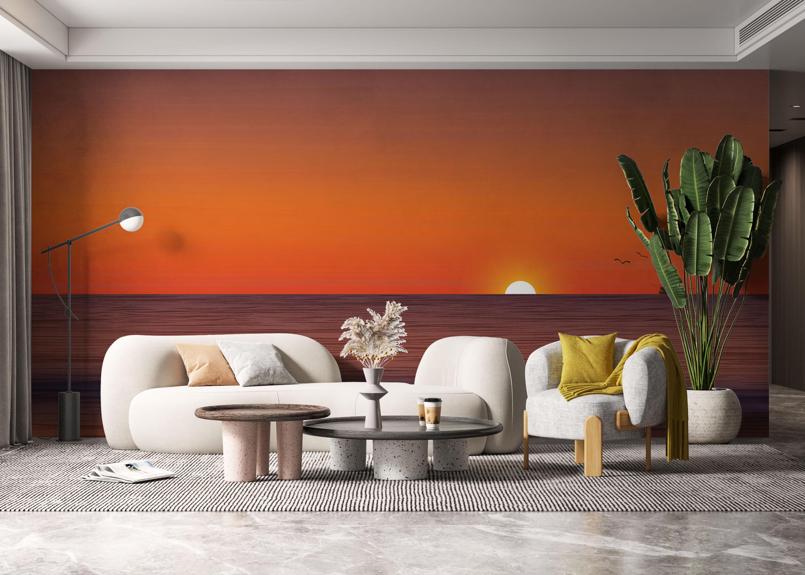 Fototapet Sunset Green Boat mockup 6