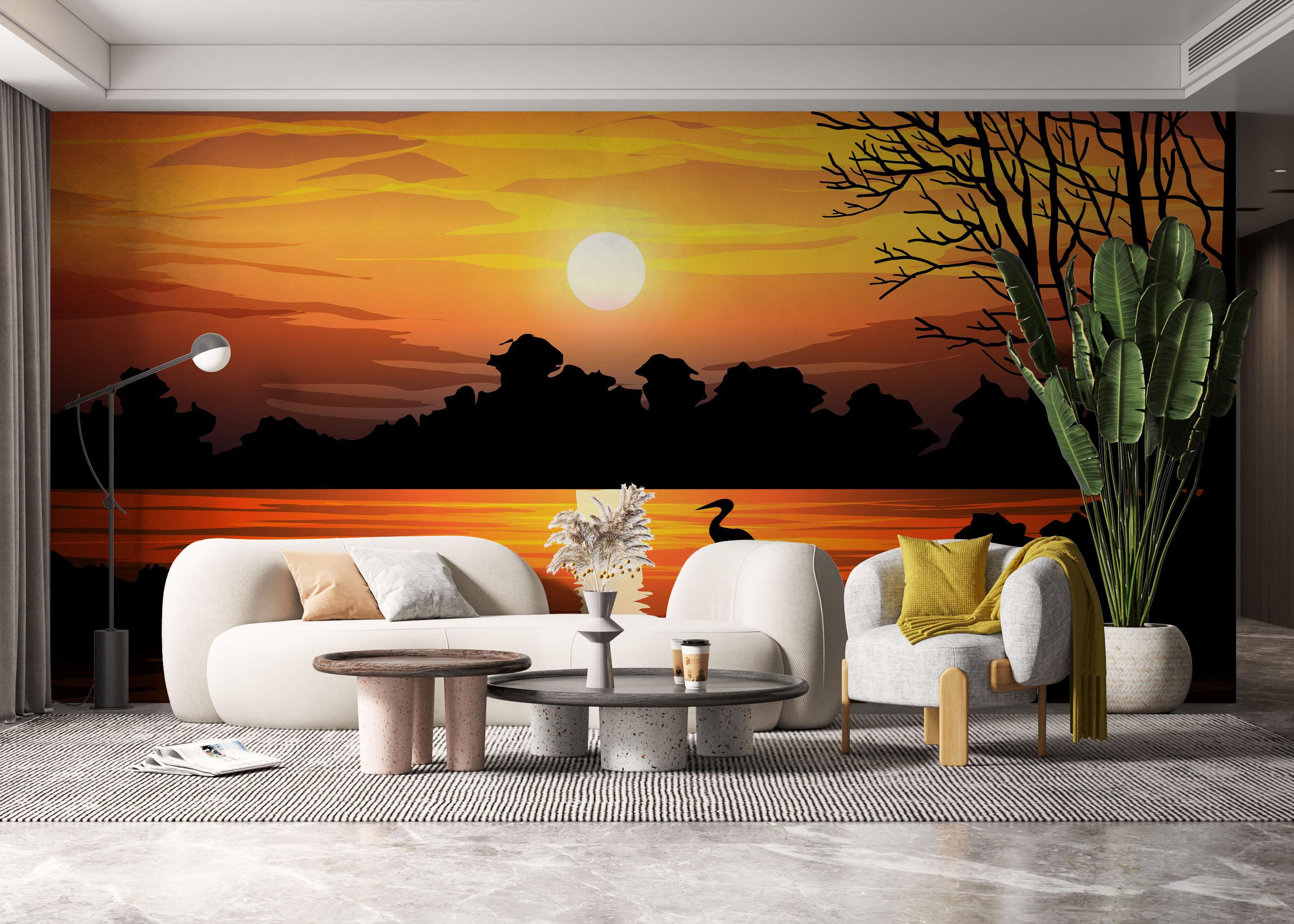 Fototapet Sunset Land Bird mockup 6