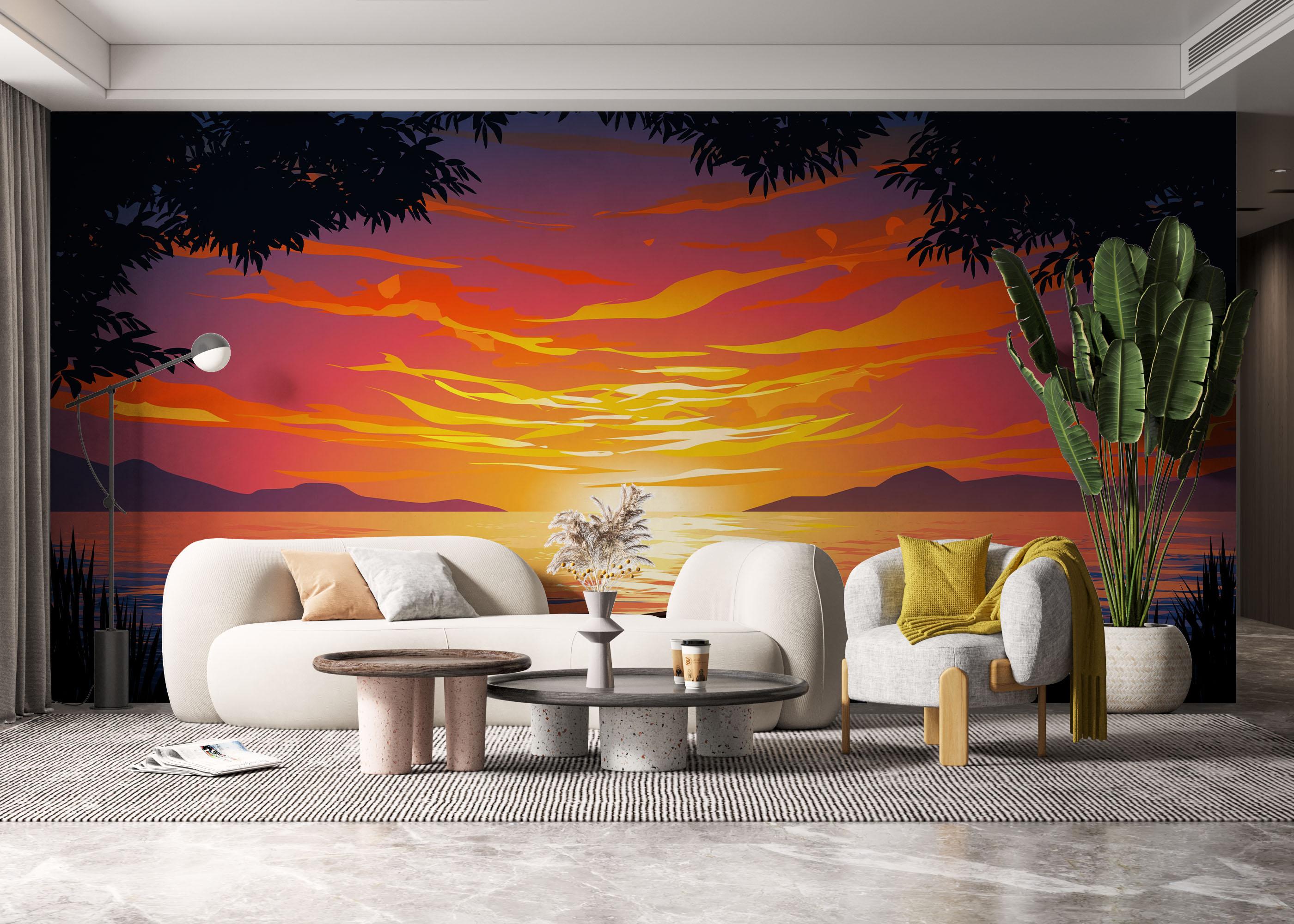 Fototapet Sunset Orange Cloud mockup 6