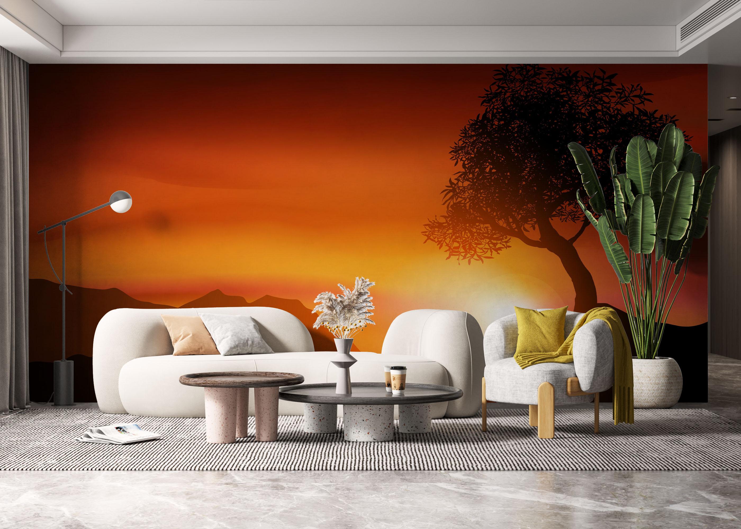 Fototapet Sunset Red Glow mockup 6