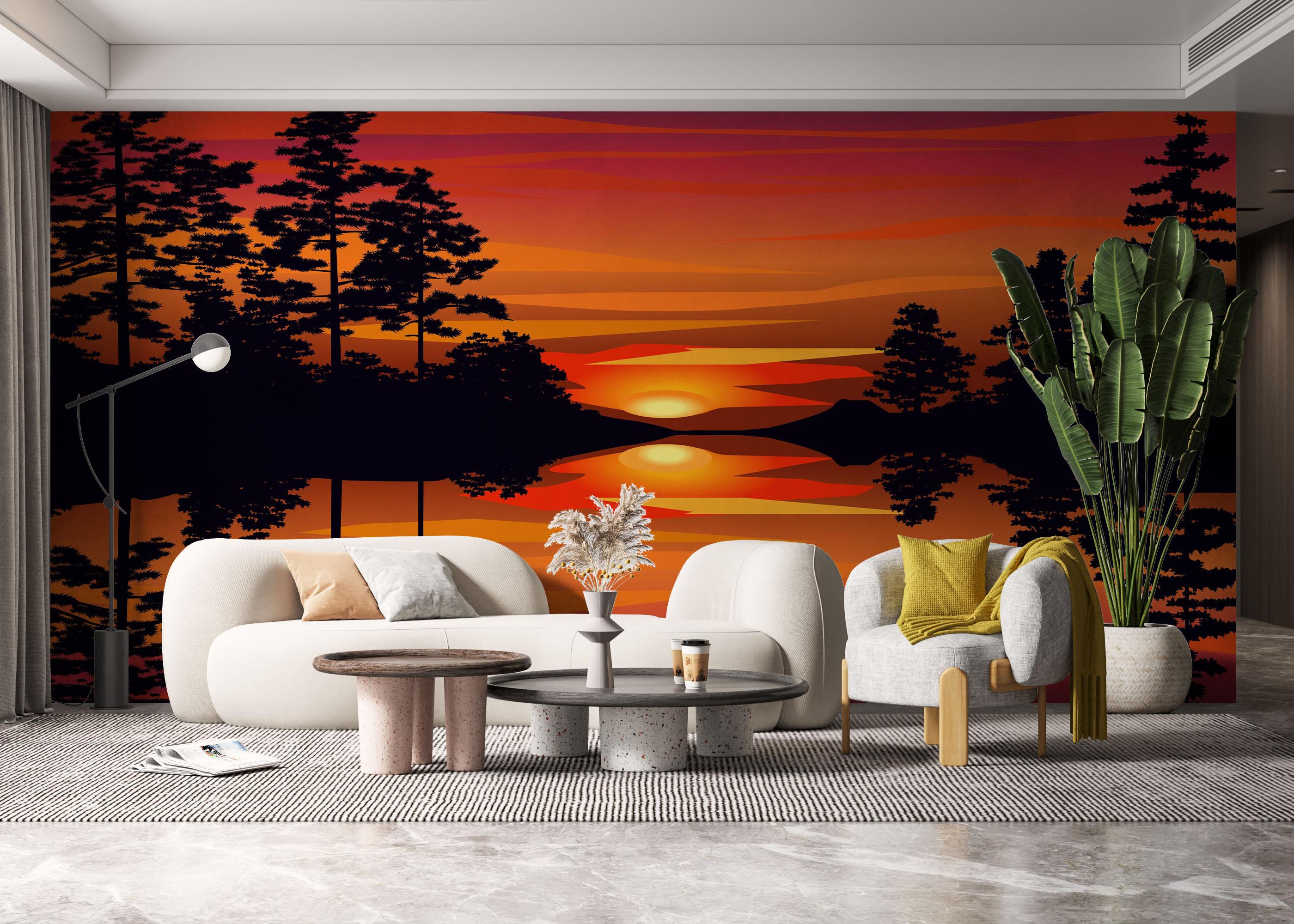 Fototapet Sunset Reflection Art mockup 6