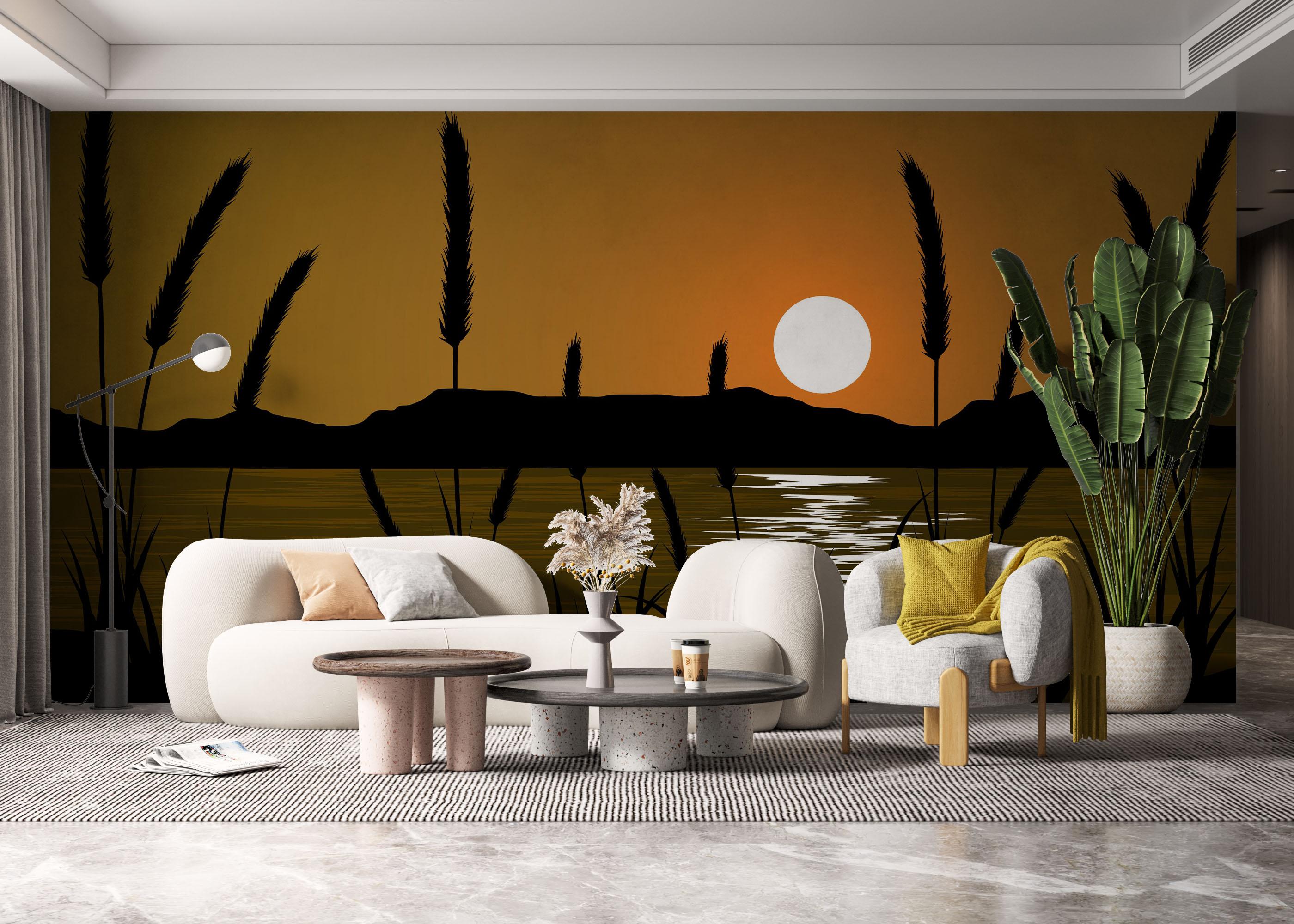 Fototapet Sunset River Plant mockup 6