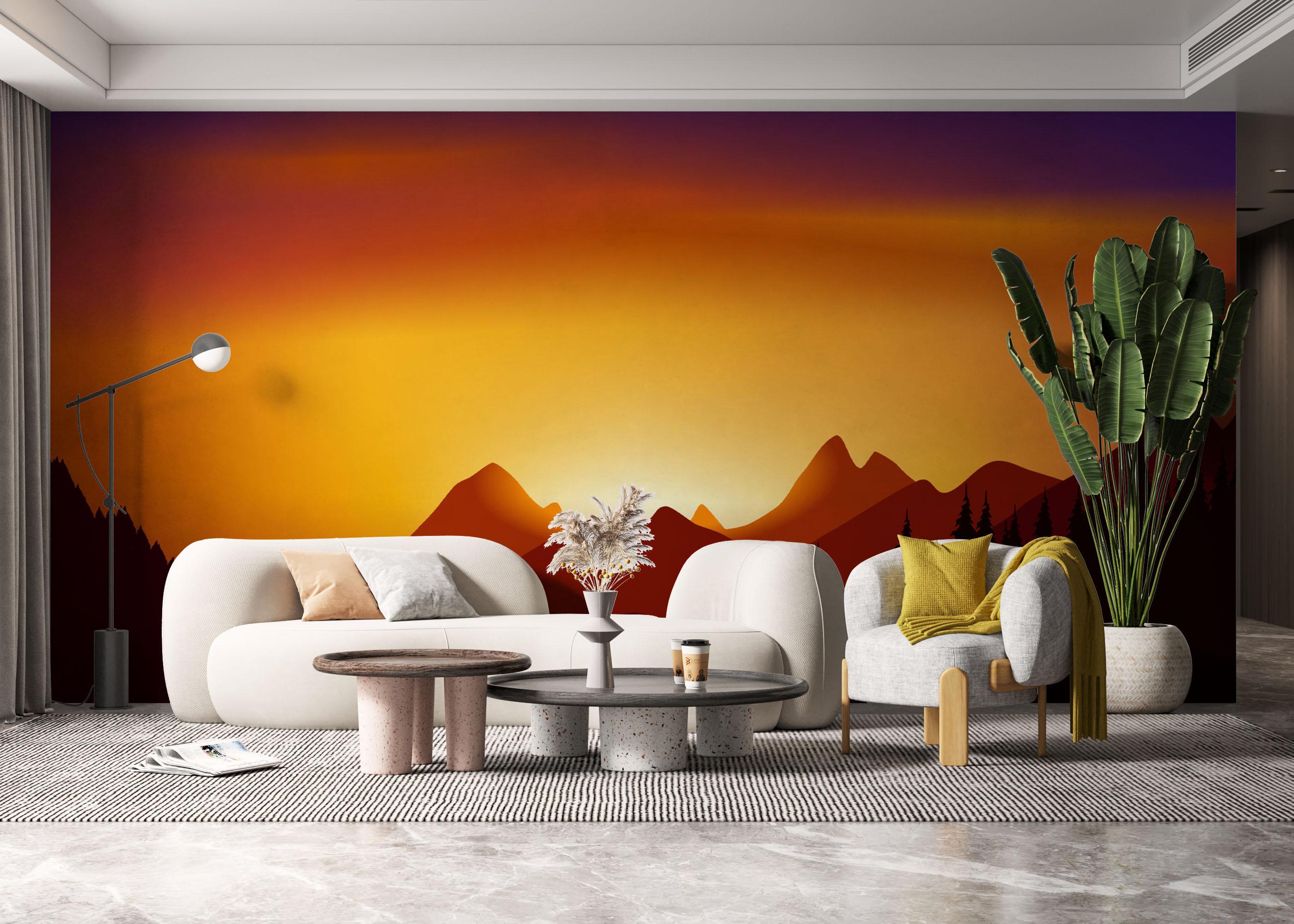 Fototapet Sunset View Mountain mockup 6