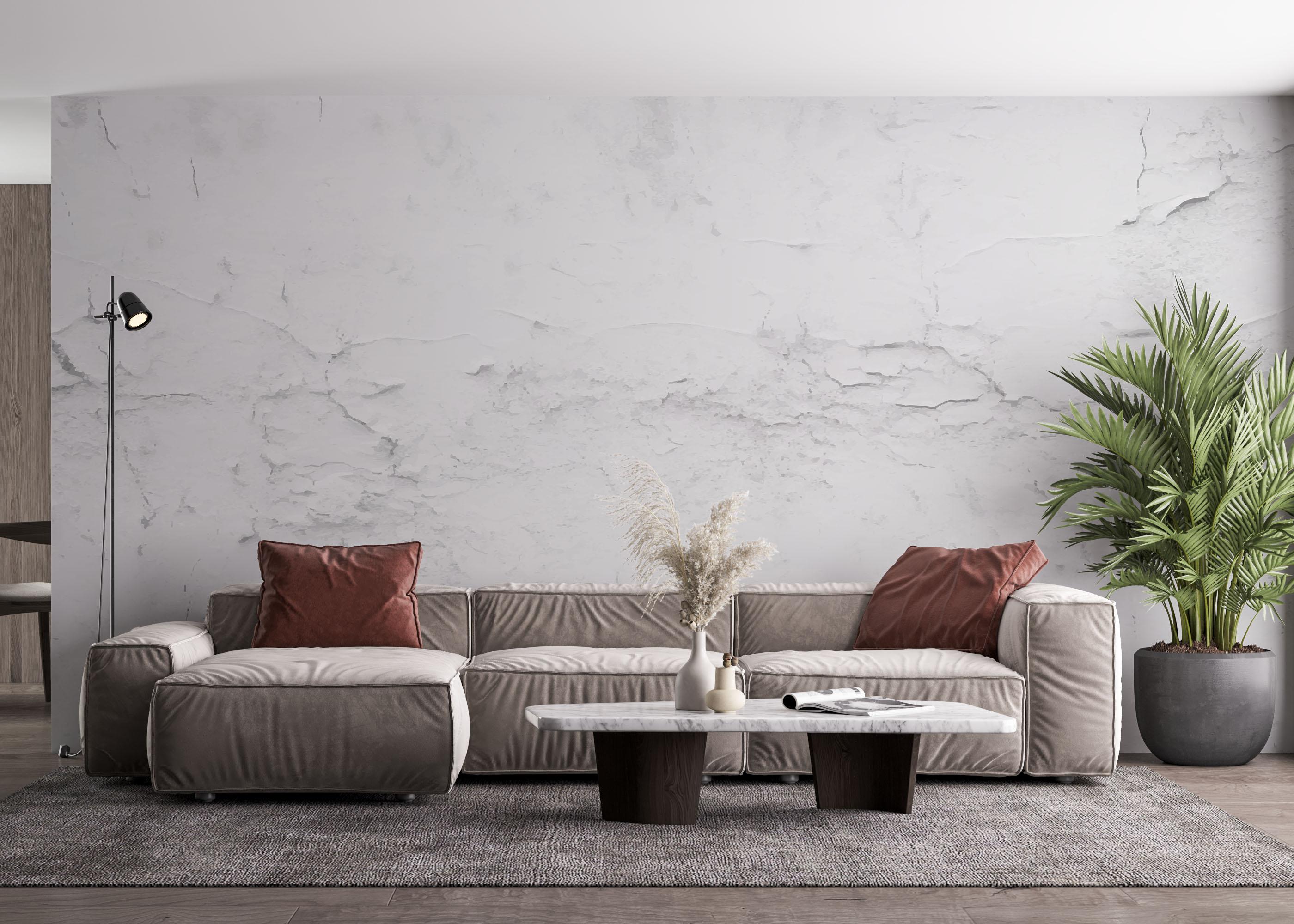 Fototapet White Concrete Crack mockup 4