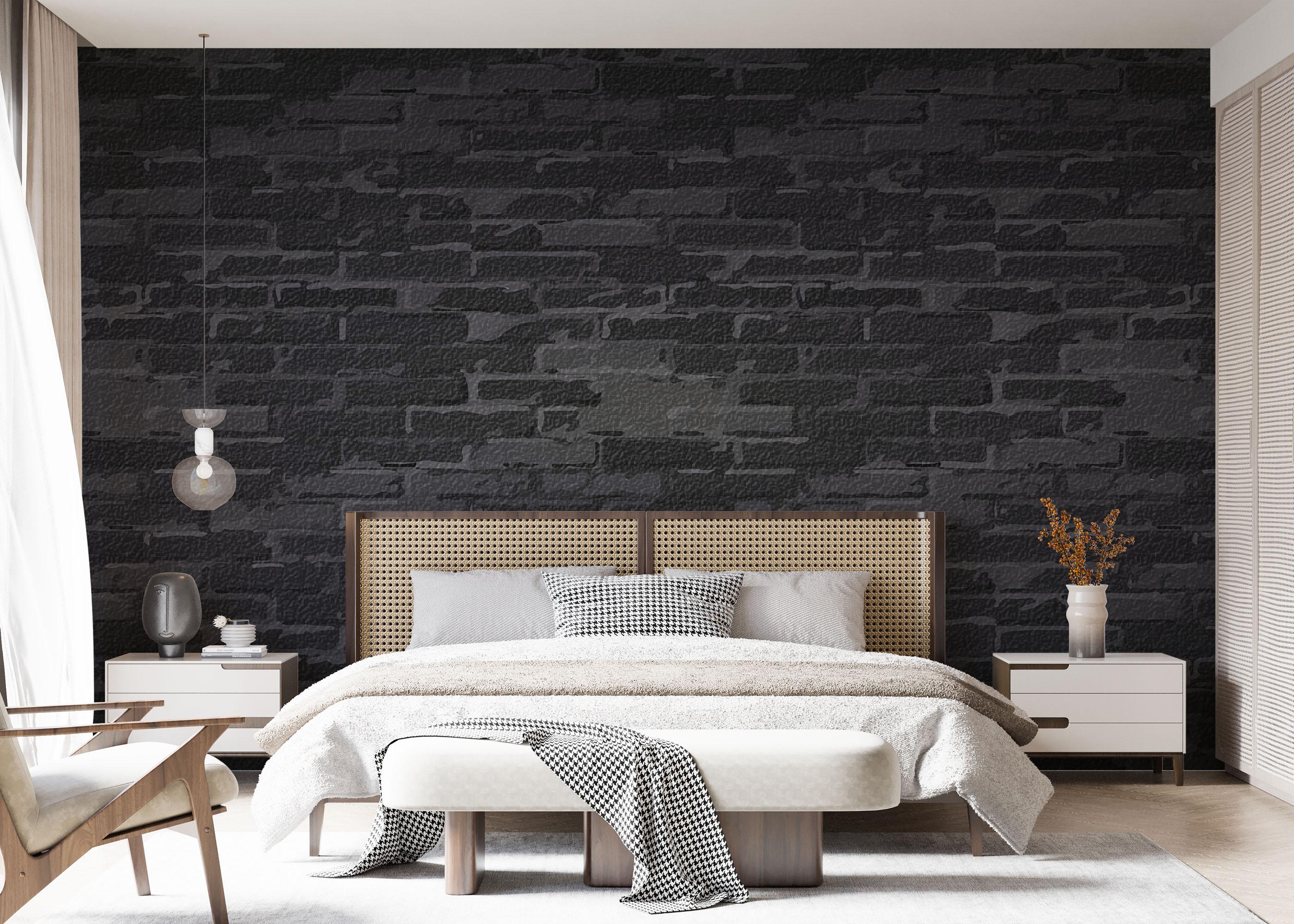 Fototapet Black Grey Brick Wall mockup 7