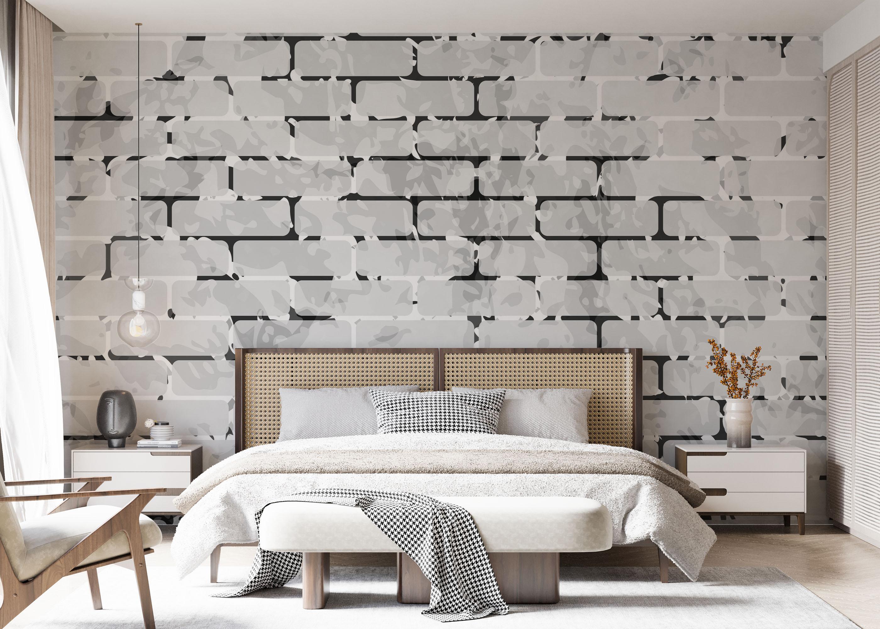 Fototapet Black Line Brick mockup 7