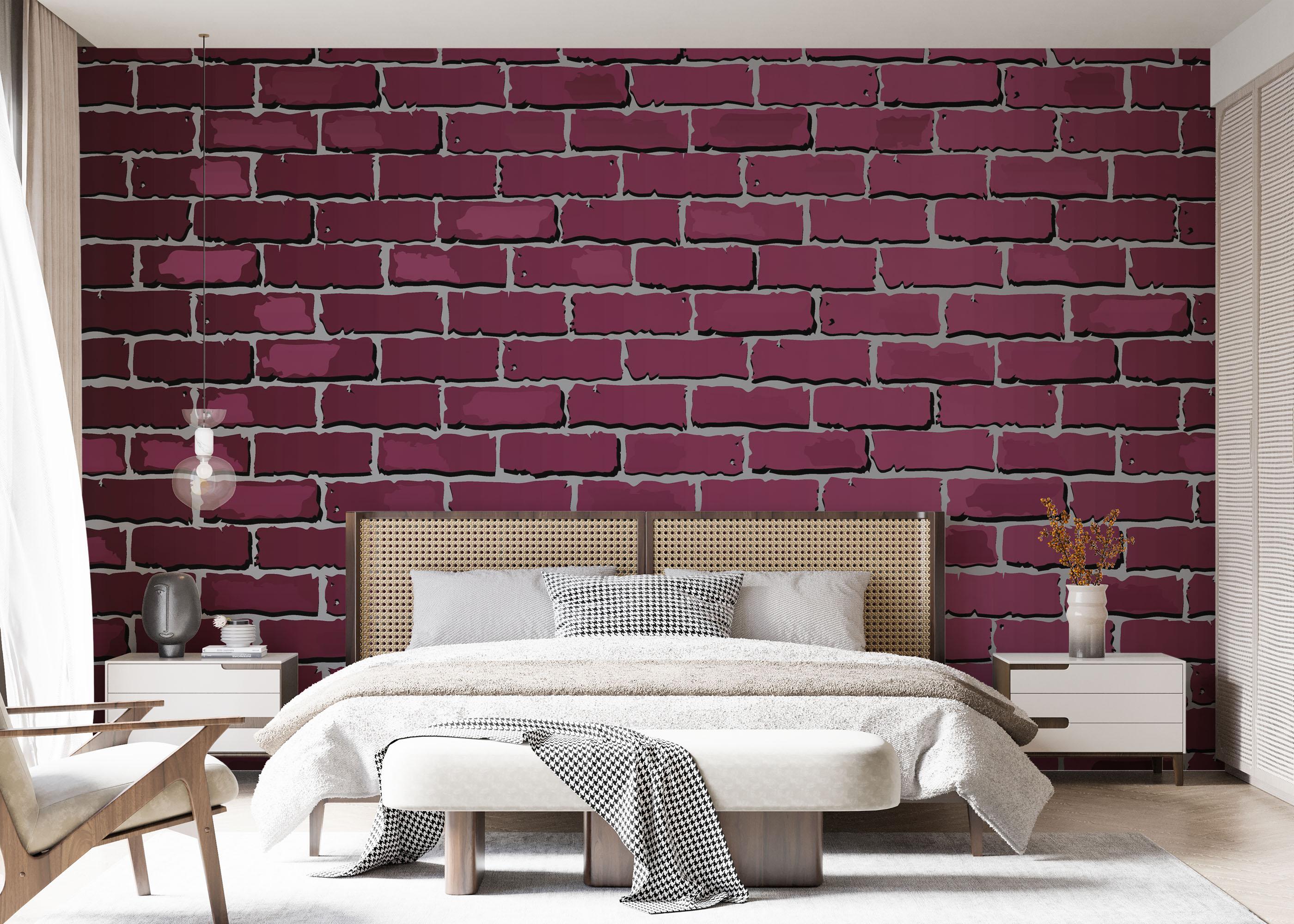 Fototapet Burgundy Color Brick mockup 7