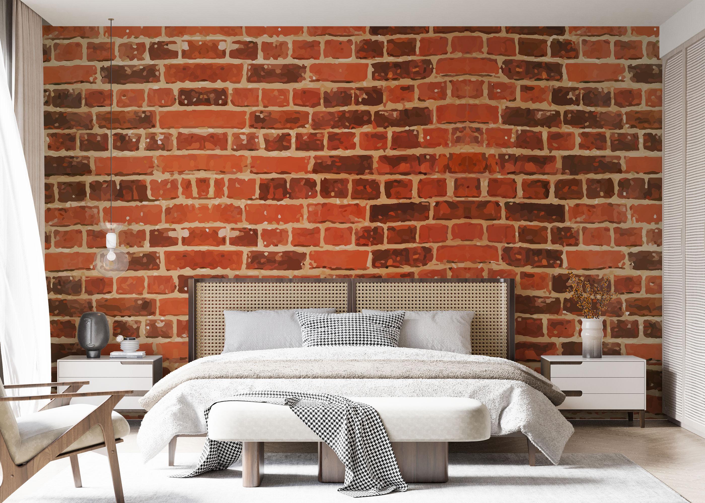 Fototapet Cool Orange Brick mockup 7