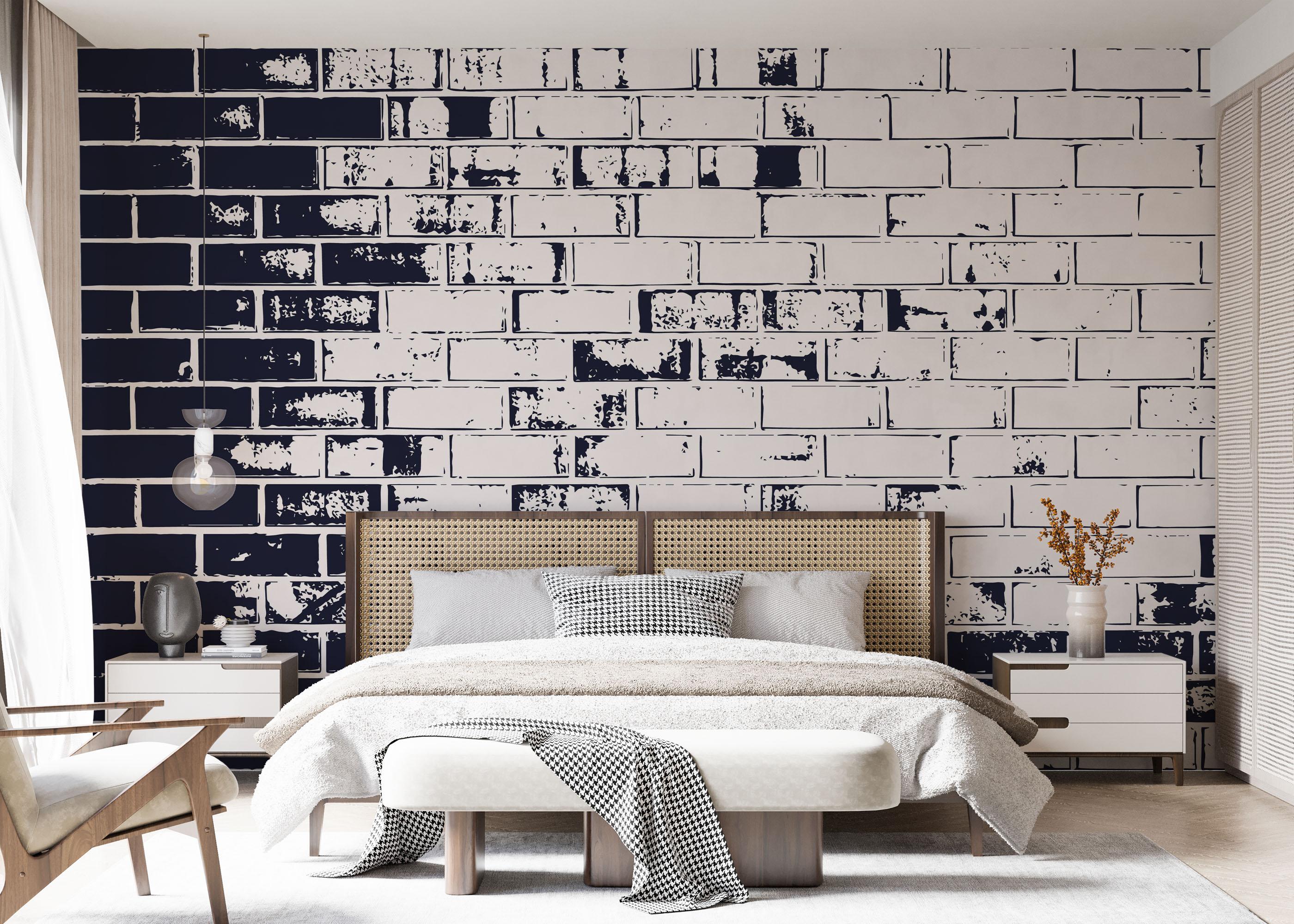 Fototapet Dark Blue Brick mockup 7