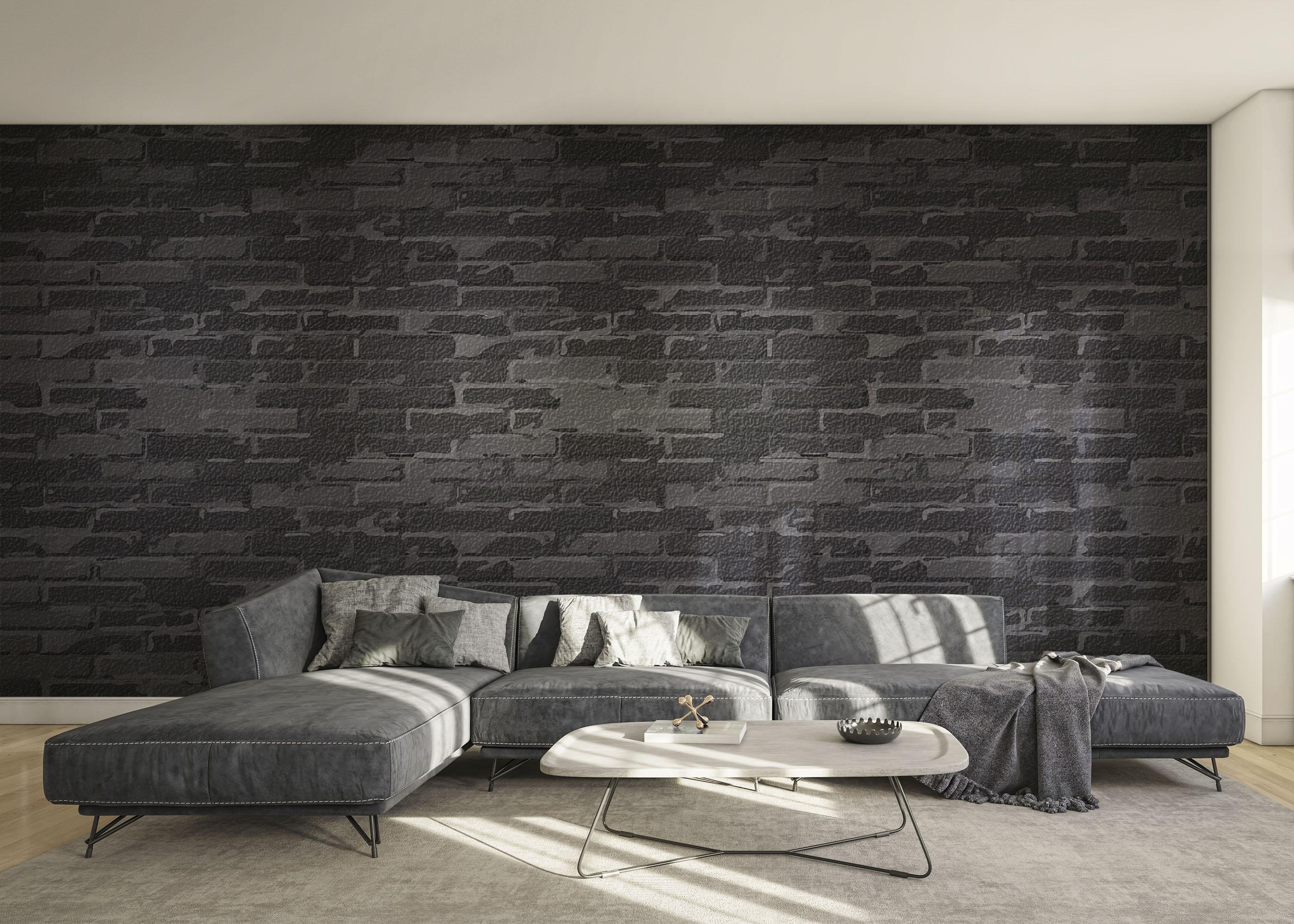 Fototapet Black Grey Brick Wall mockup 0
