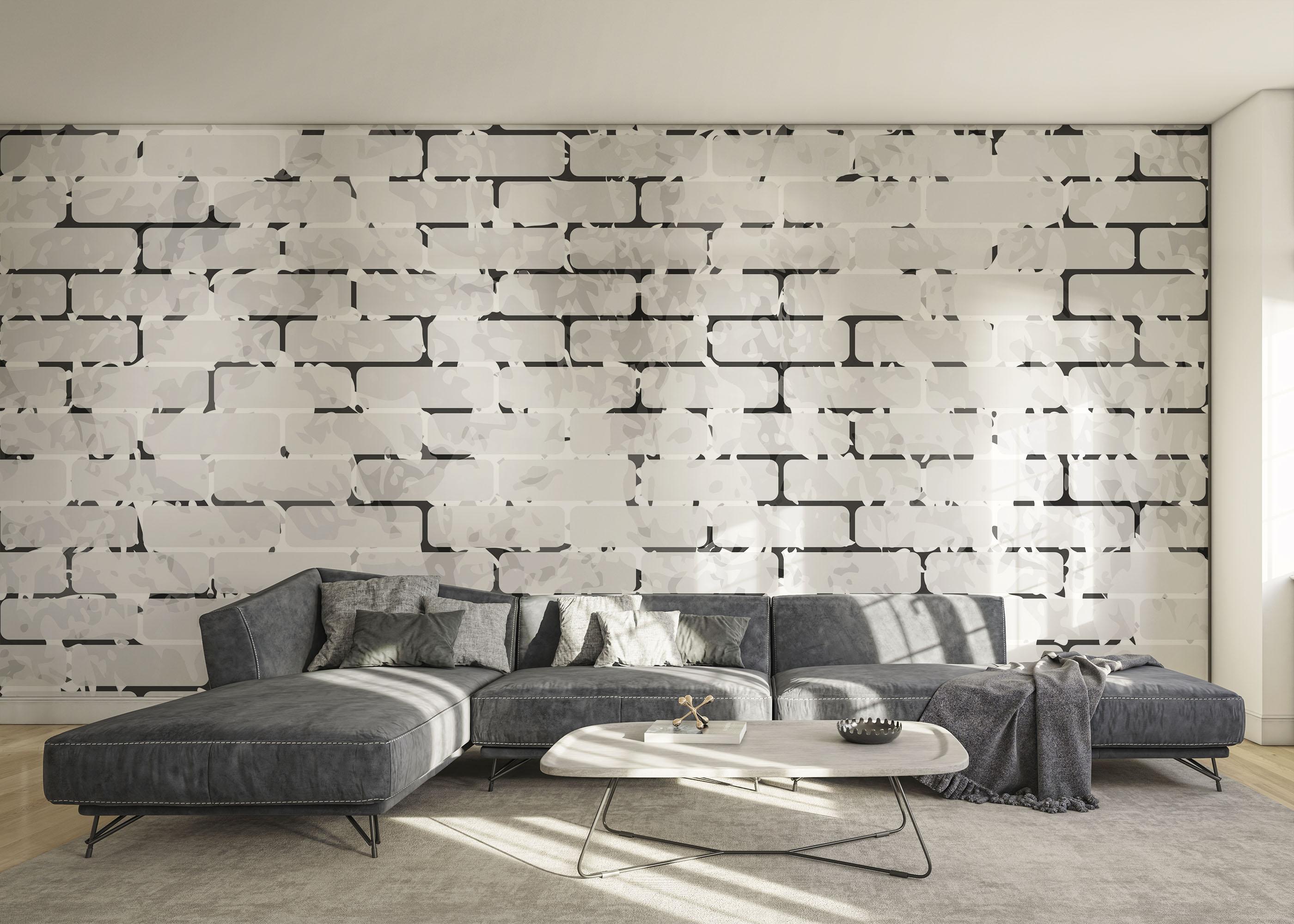 Fototapet Black Line Brick mockup 0