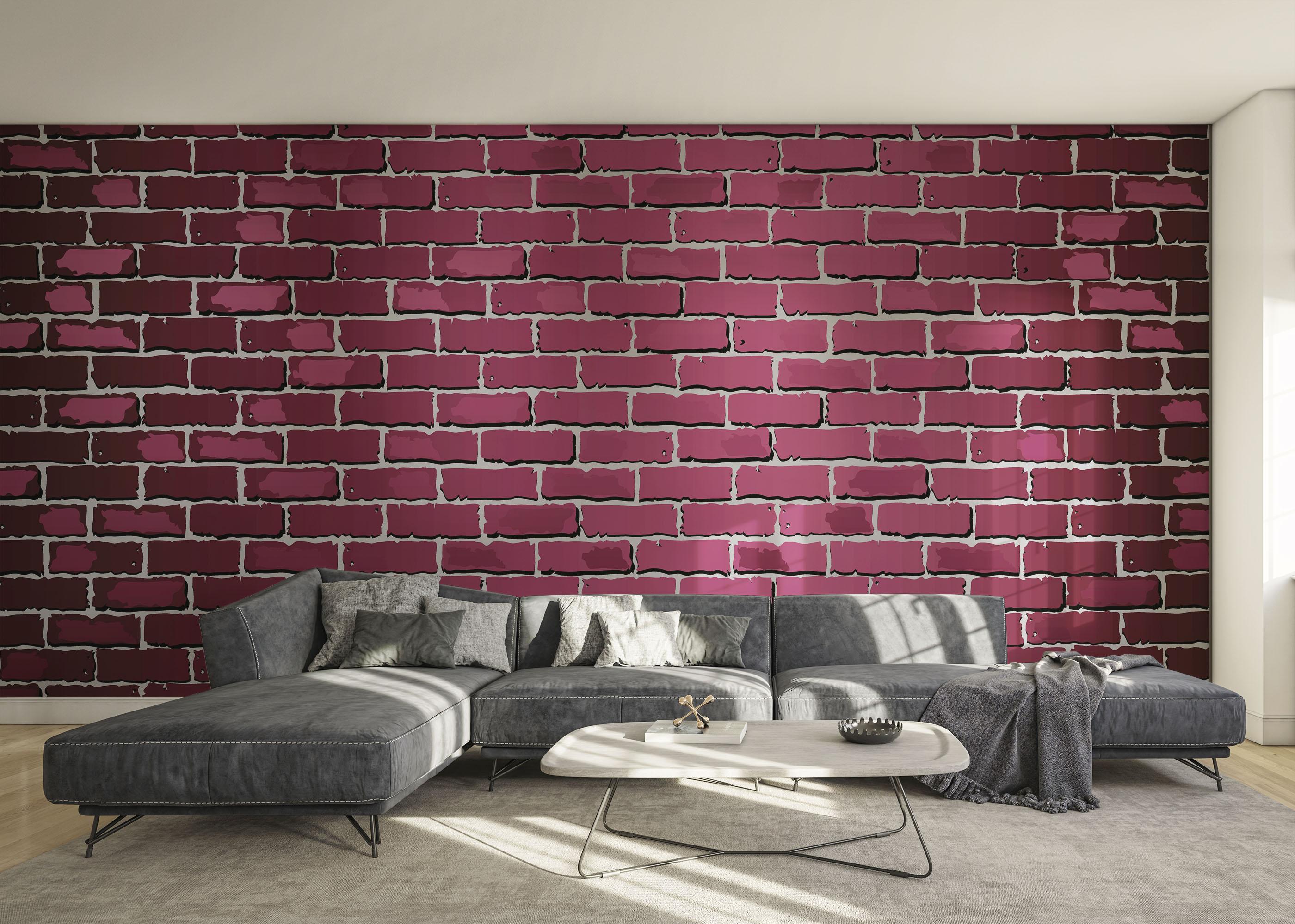 Fototapet Burgundy Color Brick mockup 0